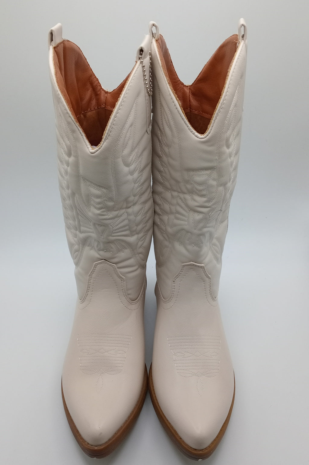 BOTA COWGIRL IDEAL SHOES BRANCO ECO PELE BORDADO BICUDO