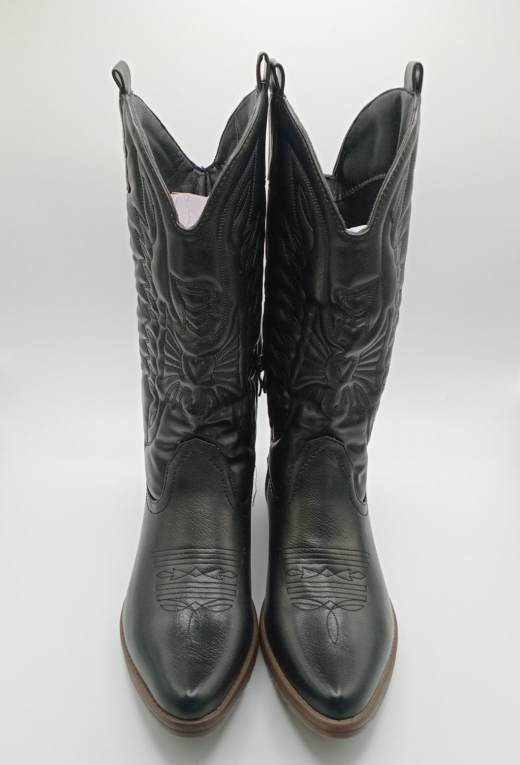 BOTA COWGIRL IDEAL SHOES PRETO ECO PELE BORDADO BICUDO