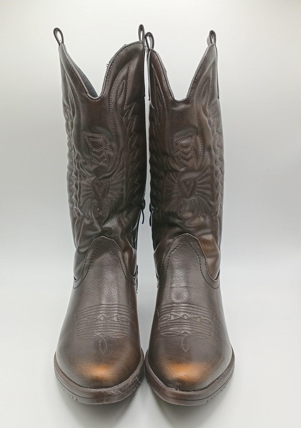 BOTA COWGIRL IDEAL SHOES CASTANHO ESCURO ECO PELE BORDADO BICUDO
