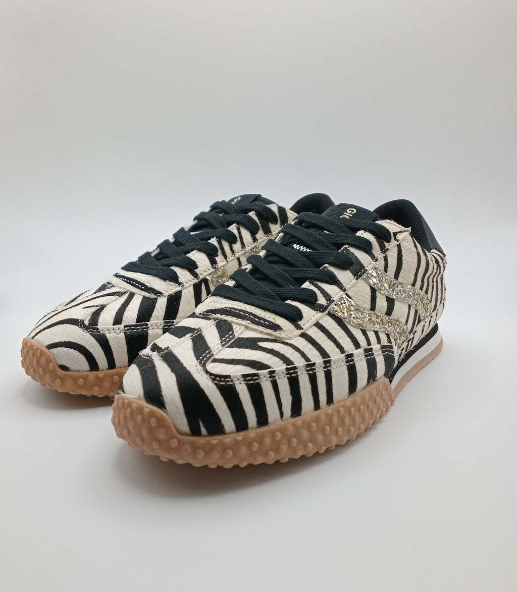 Ténis Femininos Gioseppo Estilo Sapatilhas com Padrão Zebra e Detalhes Rose Gold, Sola de Goma Antiderrapante, Calçado Casual Confortável e Moderno