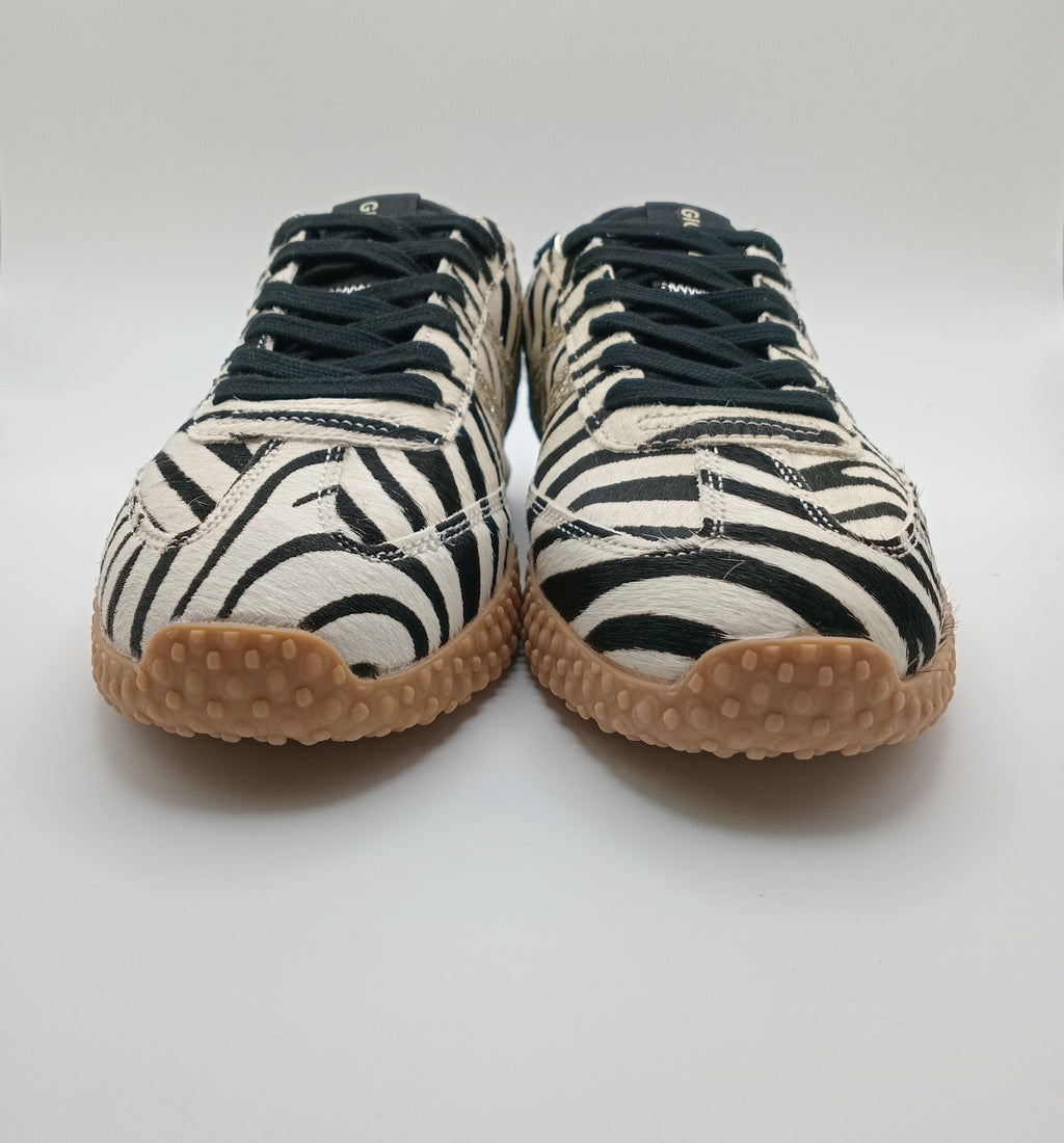 Ténis Femininos Gioseppo Estilo Sapatilhas com Padrão Zebra e Detalhes Rose Gold, Sola de Goma Antiderrapante, Calçado Casual Confortável e Moderno