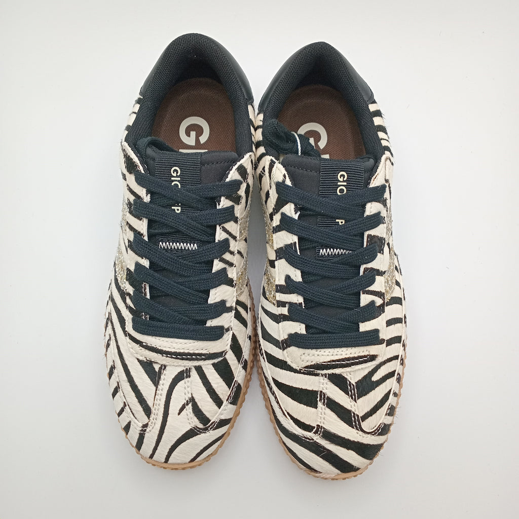 Ténis Femininos Gioseppo Estilo Sapatilhas com Padrão Zebra e Detalhes Rose Gold, Sola de Goma Antiderrapante, Calçado Casual Confortável e Moderno