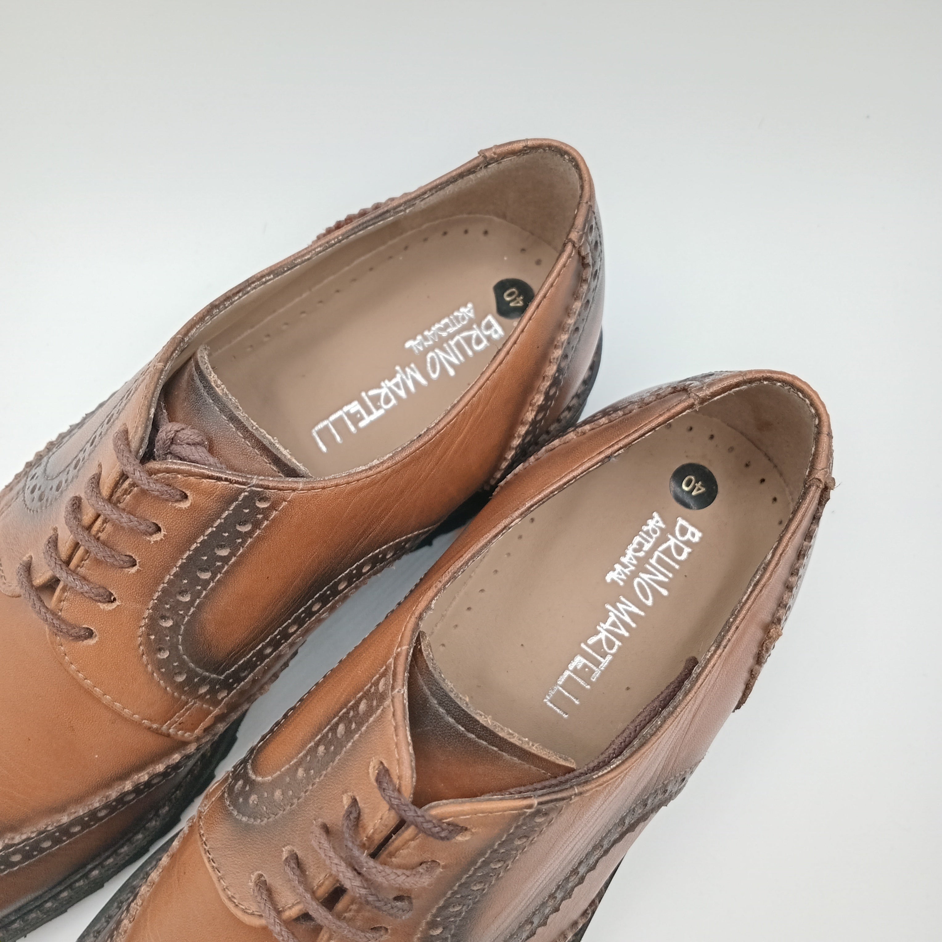 Sapatos De Homem Clássicos Em Pele Bruno Martelli; Sapatos Sociais Estilo Oxford Brogue Com Atacadores; Calçado Masculino Elegante E Confortável Para Casamento Trabalho E Cerimónia