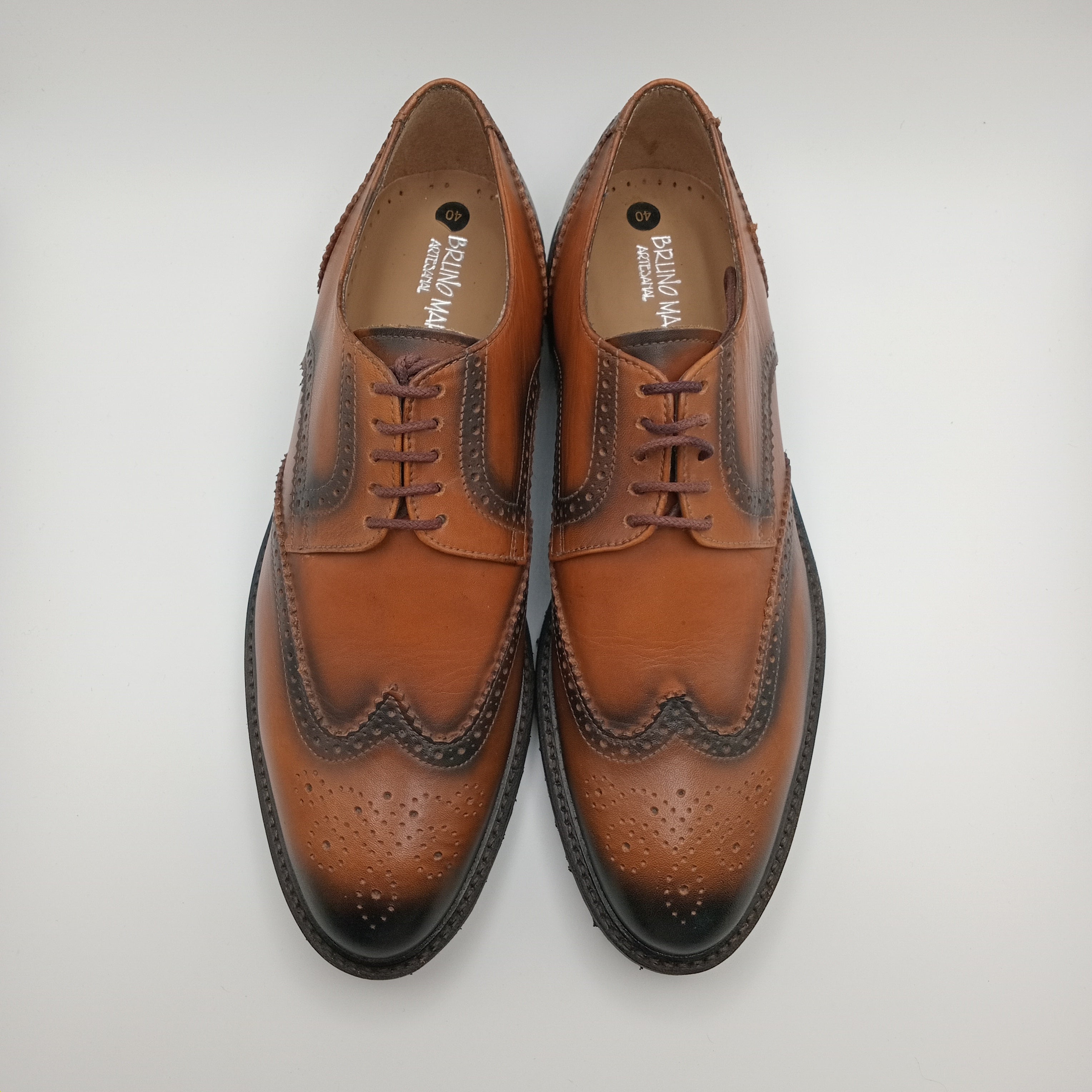 Sapatos De Homem Clássicos Em Pele Bruno Martelli; Sapatos Sociais Estilo Oxford Brogue Com Atacadores; Calçado Masculino Elegante E Confortável Para Casamento Trabalho E Cerimónia