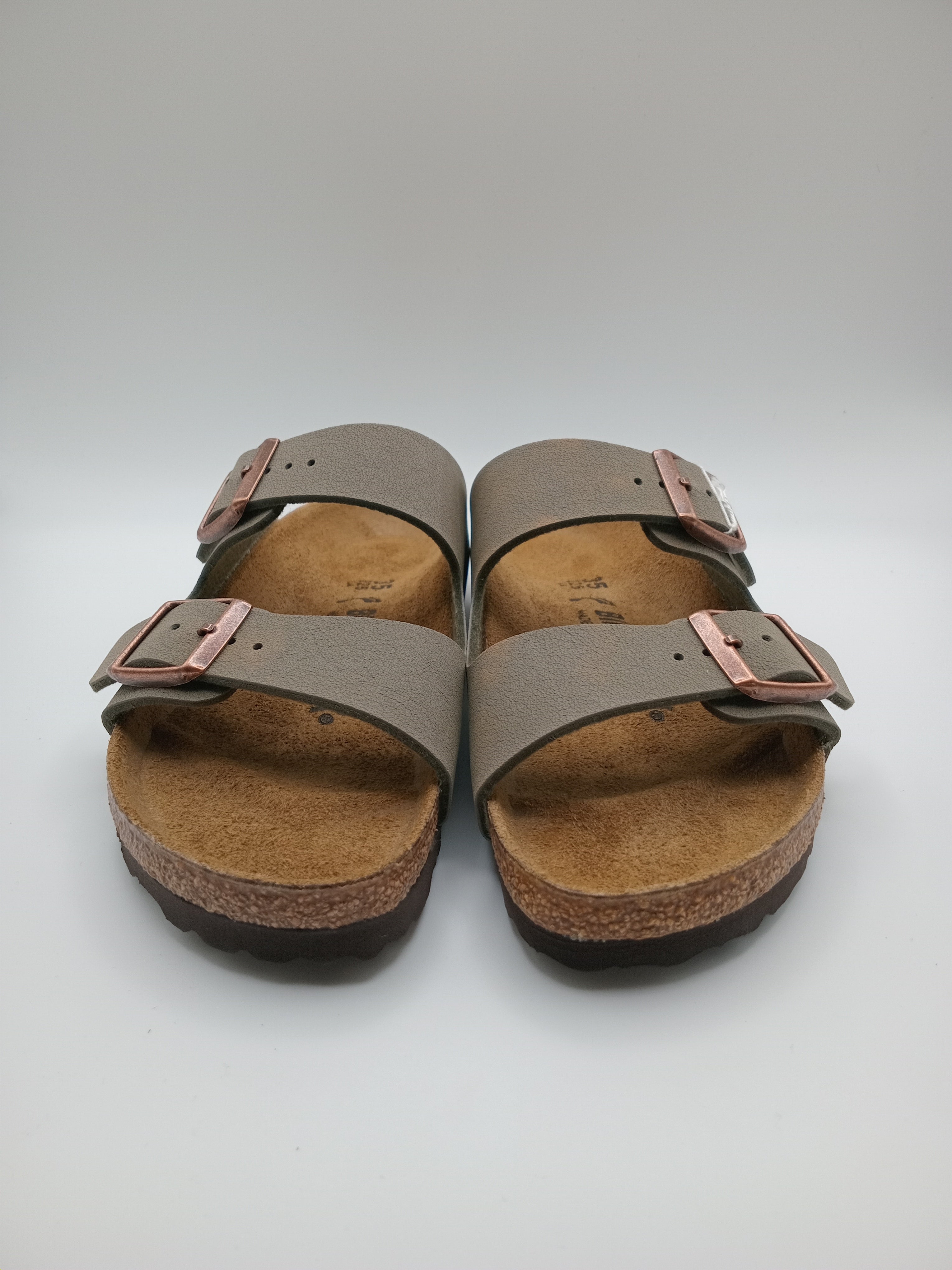 SANDÁLIA ARIZONA BS BIRKENSTOCK STONE FIVELA COBRE COURO VERDE CINZENTO