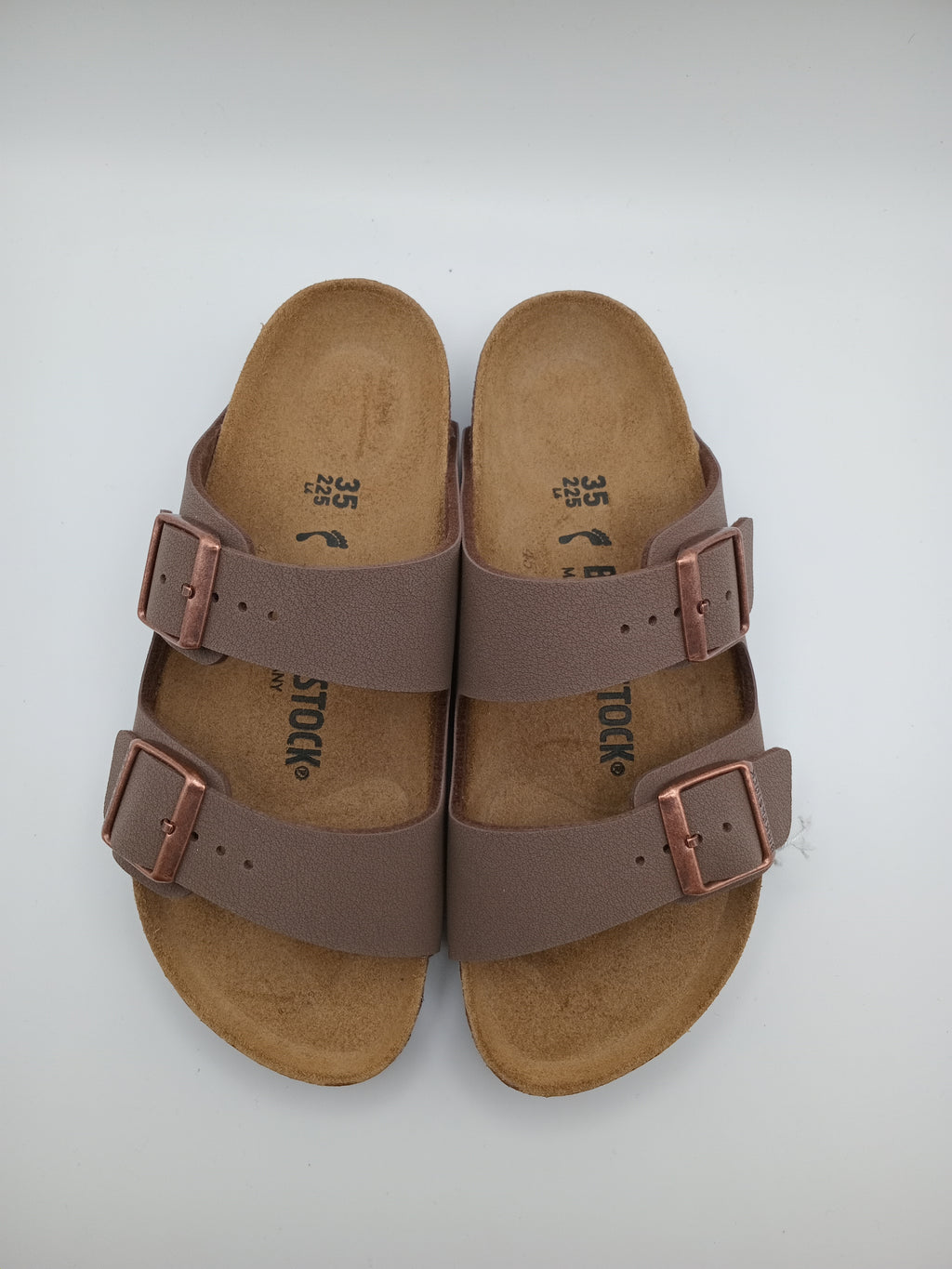 Sandálias Birkenstock Arizona Mooca de Camurça Castanho; Chinelos de Cortiça Ergonómicos com Fivelas de Cobre Ajustáveis para Mulher e Homem