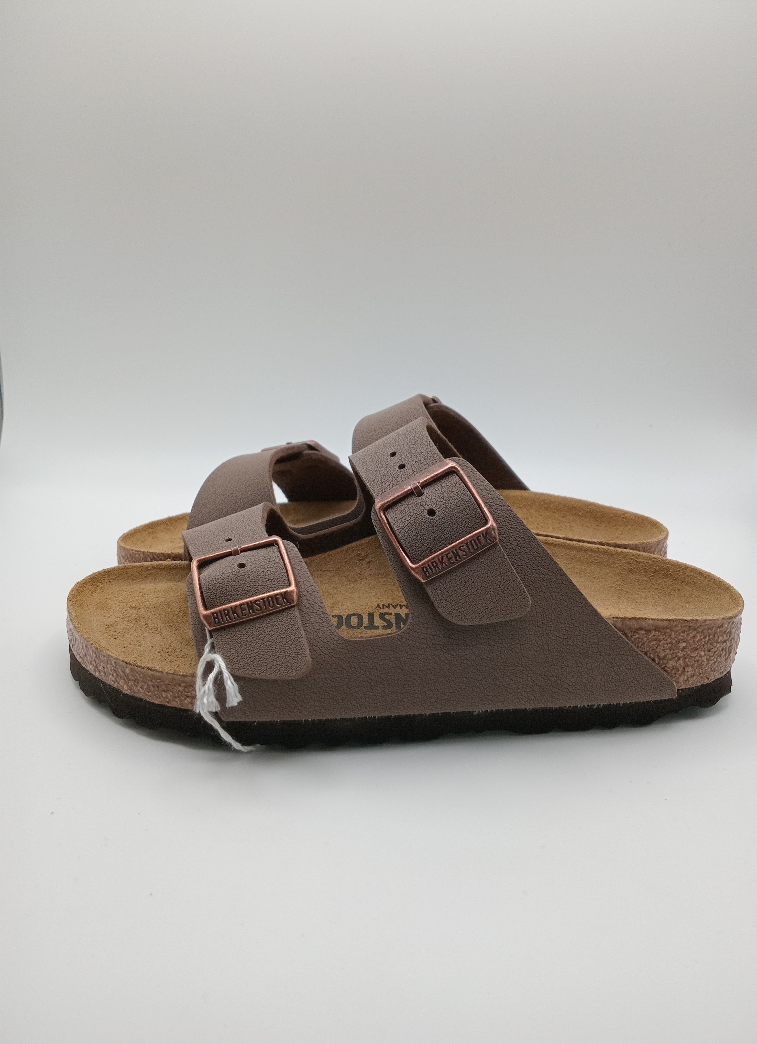 Sandálias Birkenstock Arizona Mooca de Camurça Castanho; Chinelos de Cortiça Ergonómicos com Fivelas de Cobre Ajustáveis para Mulher e Homem