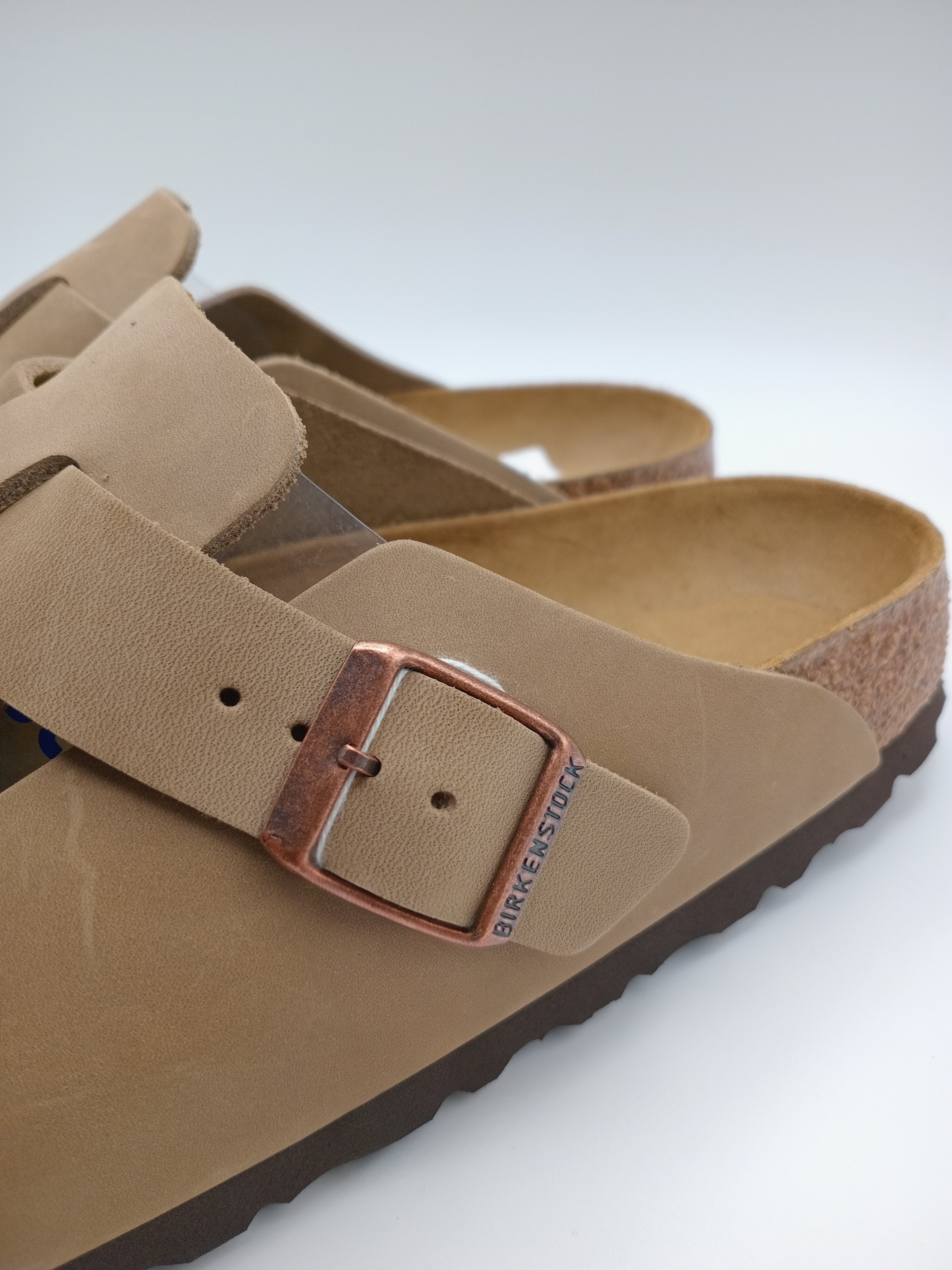 SOCAS BOSTON BS BIRKENSTOCK TABACCO BROWN FIVELA COBRE COURO CASTANHO CLARO