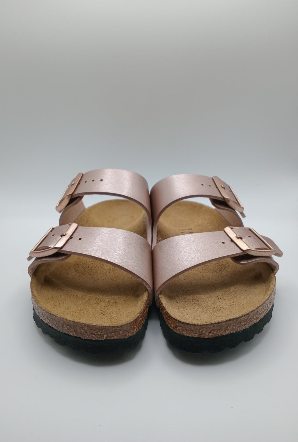 SANDÁLIA ARIZONA BS BIRKENSTOCK COPPER FIVELA NUDE COURO ROSE ACETINADO