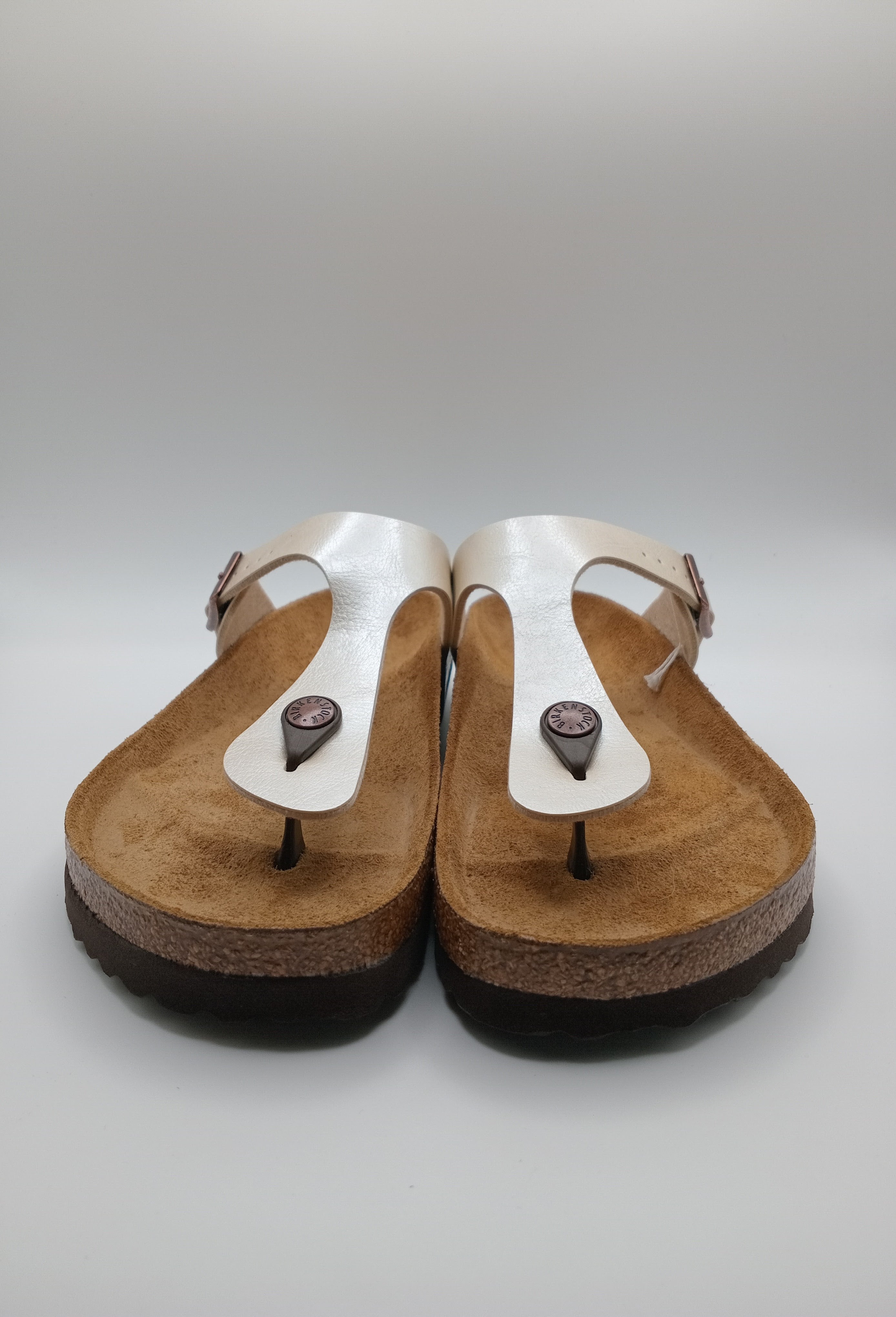 SANDÁLIA GIZEH BS BIRKENSTOCK GRACEFUL PEARL WHITE FIVELA COBRE COURO BRANCO PEROLADO