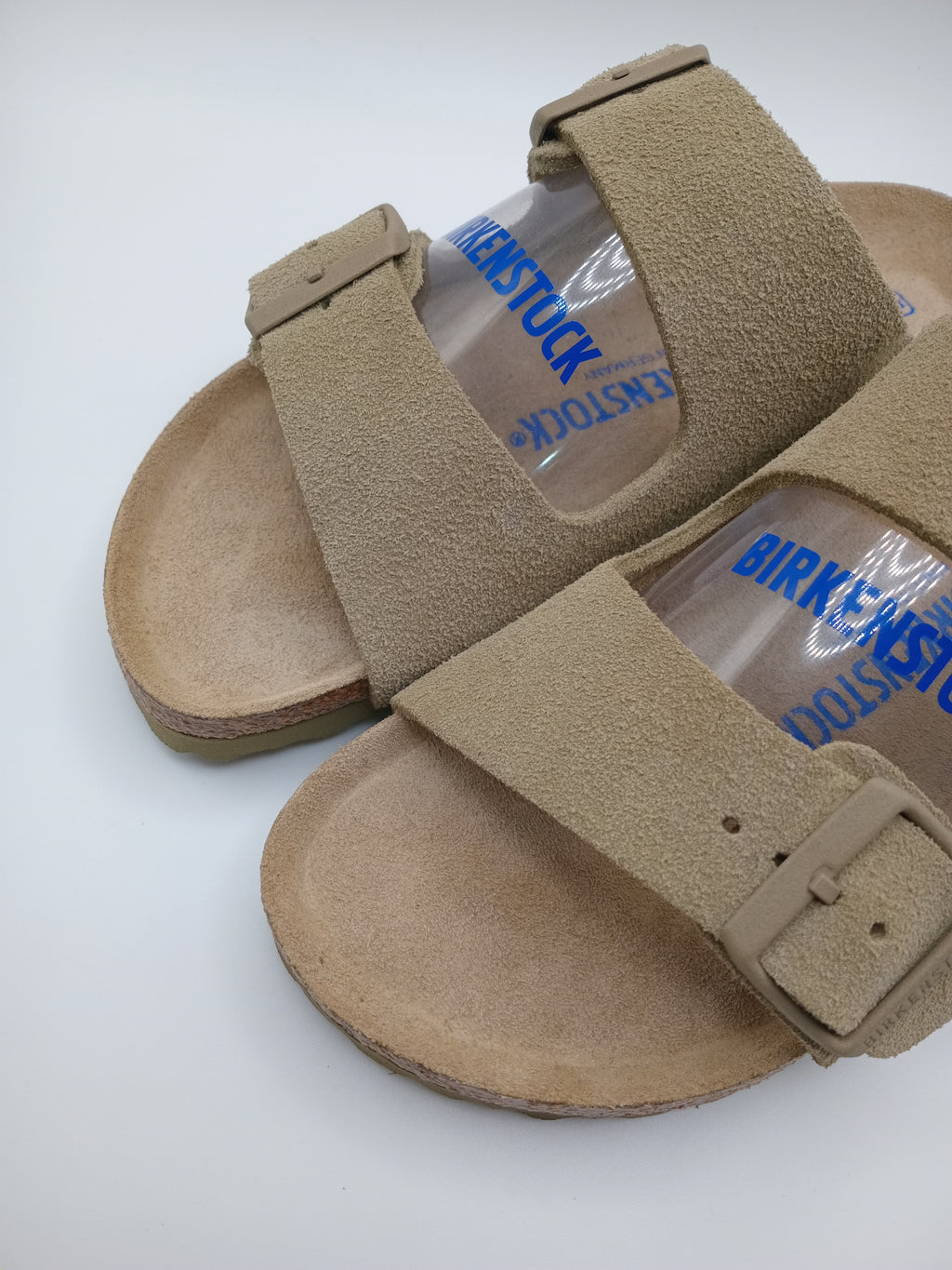 SANDÁLIA ARIZONA BS BIRKENSTOCK FADED KHAKI FIVELA CINZA COURO BEGE