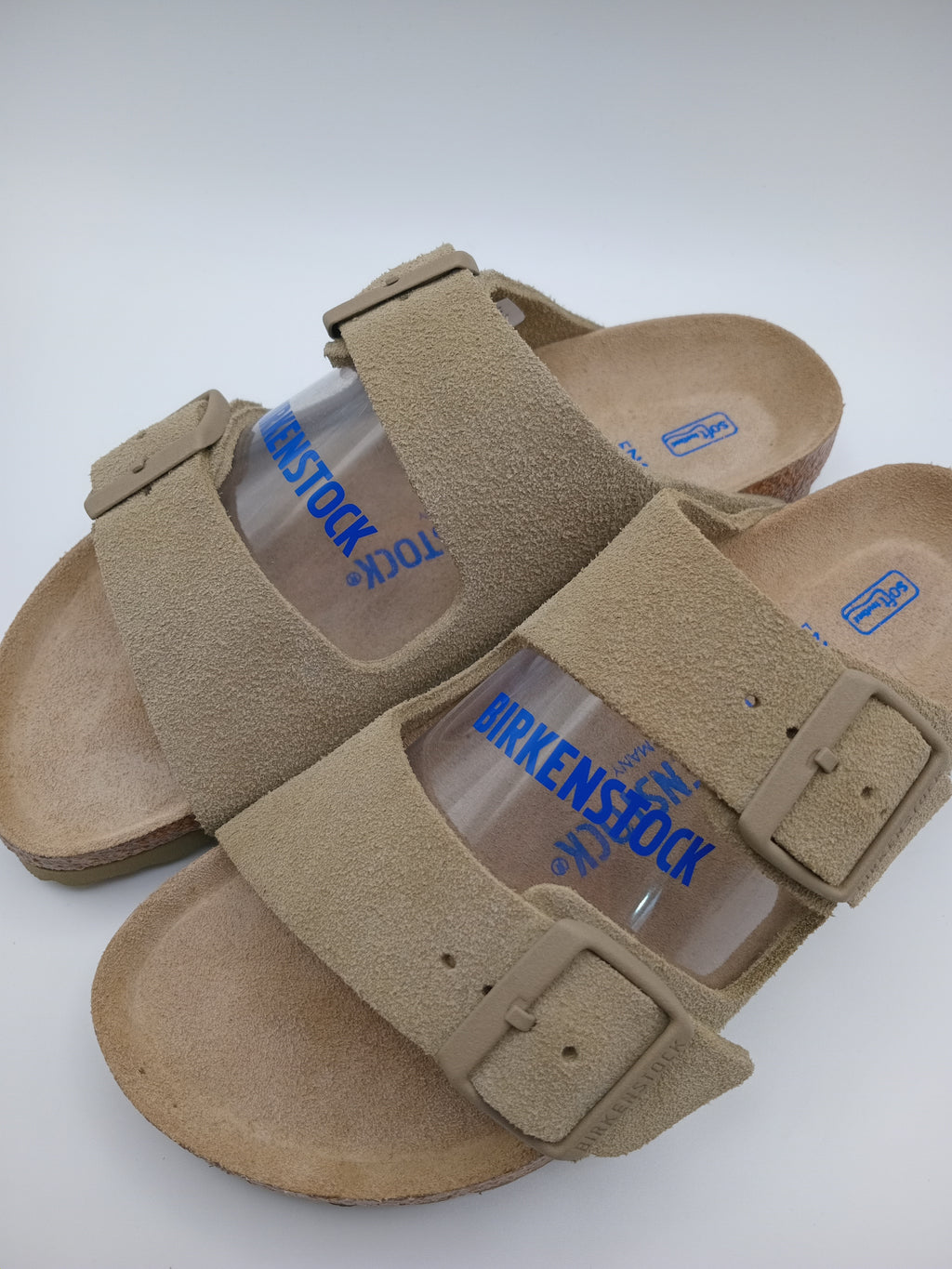 SANDÁLIA ARIZONA BS BIRKENSTOCK FADED KHAKI FIVELA CINZA COURO BEGE