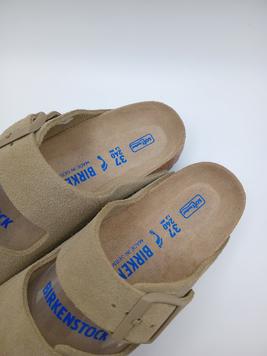 SANDÁLIA ARIZONA BS BIRKENSTOCK FADED KHAKI FIVELA CINZA COURO BEGE