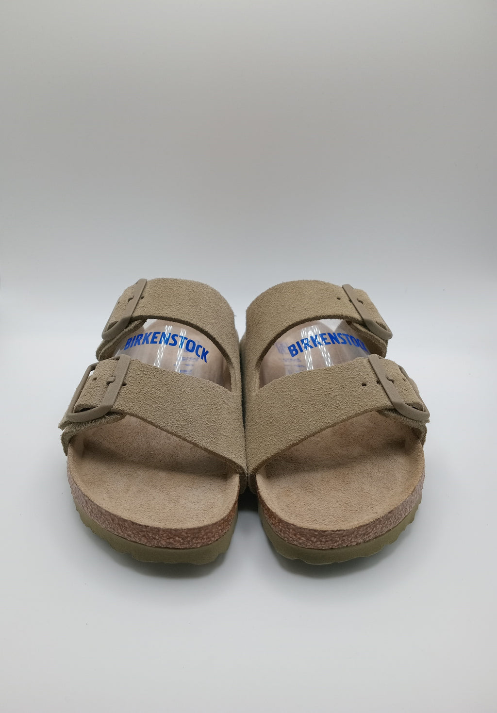 SANDÁLIA ARIZONA BS BIRKENSTOCK FADED KHAKI FIVELA CINZA COURO BEGE
