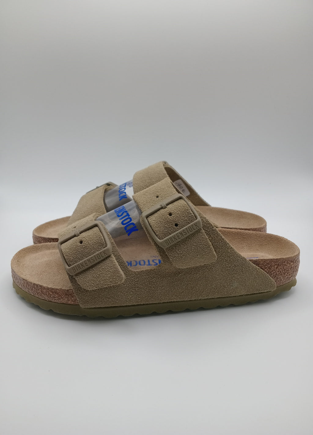 SANDÁLIA ARIZONA BS BIRKENSTOCK FADED KHAKI FIVELA CINZA COURO BEGE