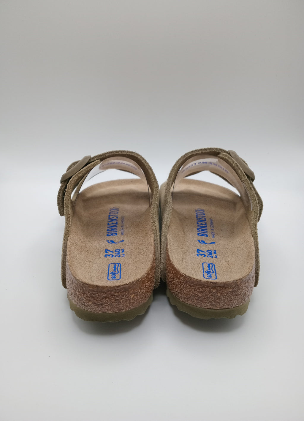 SANDÁLIA ARIZONA BS BIRKENSTOCK FADED KHAKI FIVELA CINZA COURO BEGE