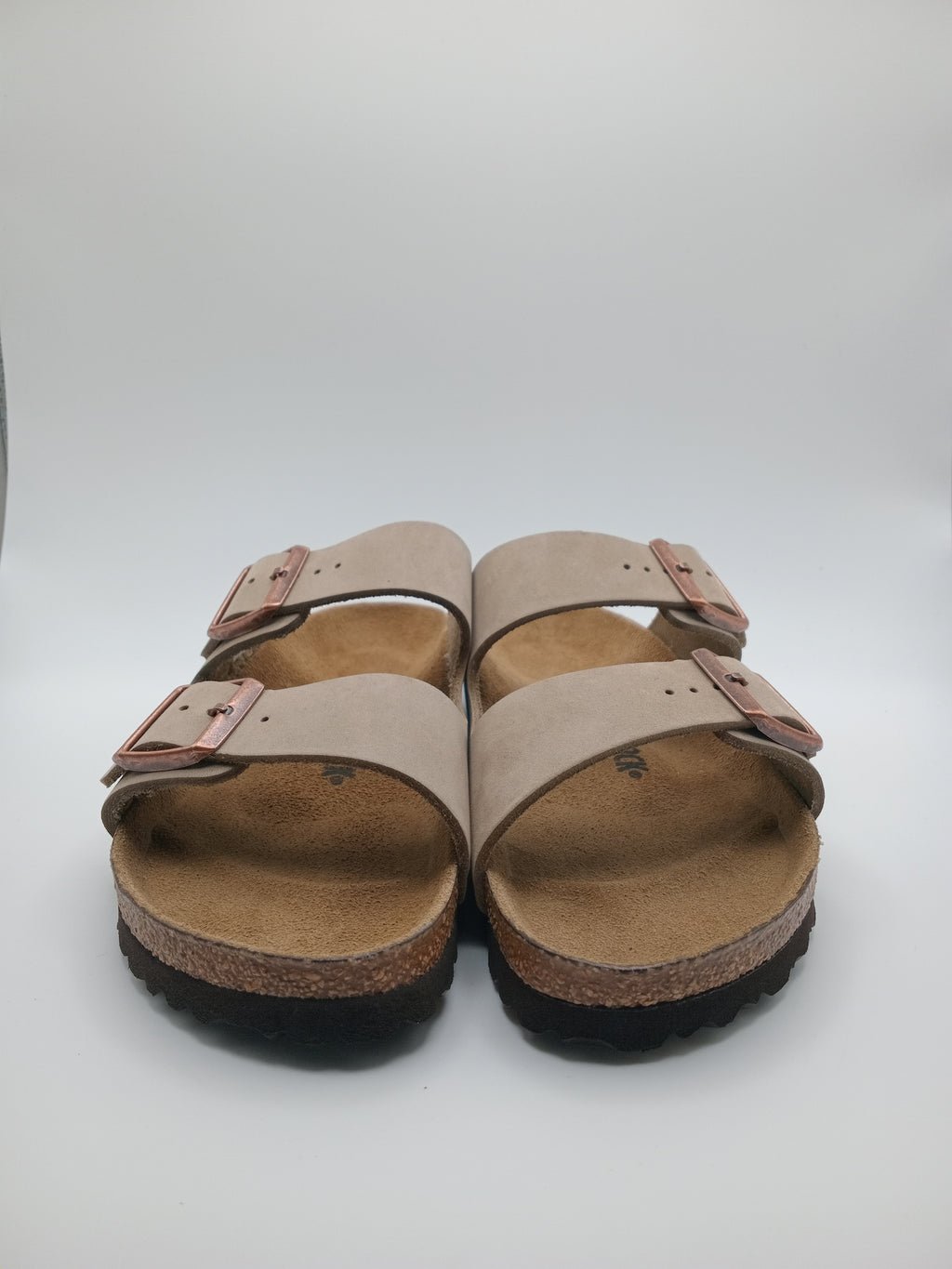 SANDÁLIA ARIZONA BS BIRKENSTOCK BEIGE FIVELA COBRE COURO BEGE