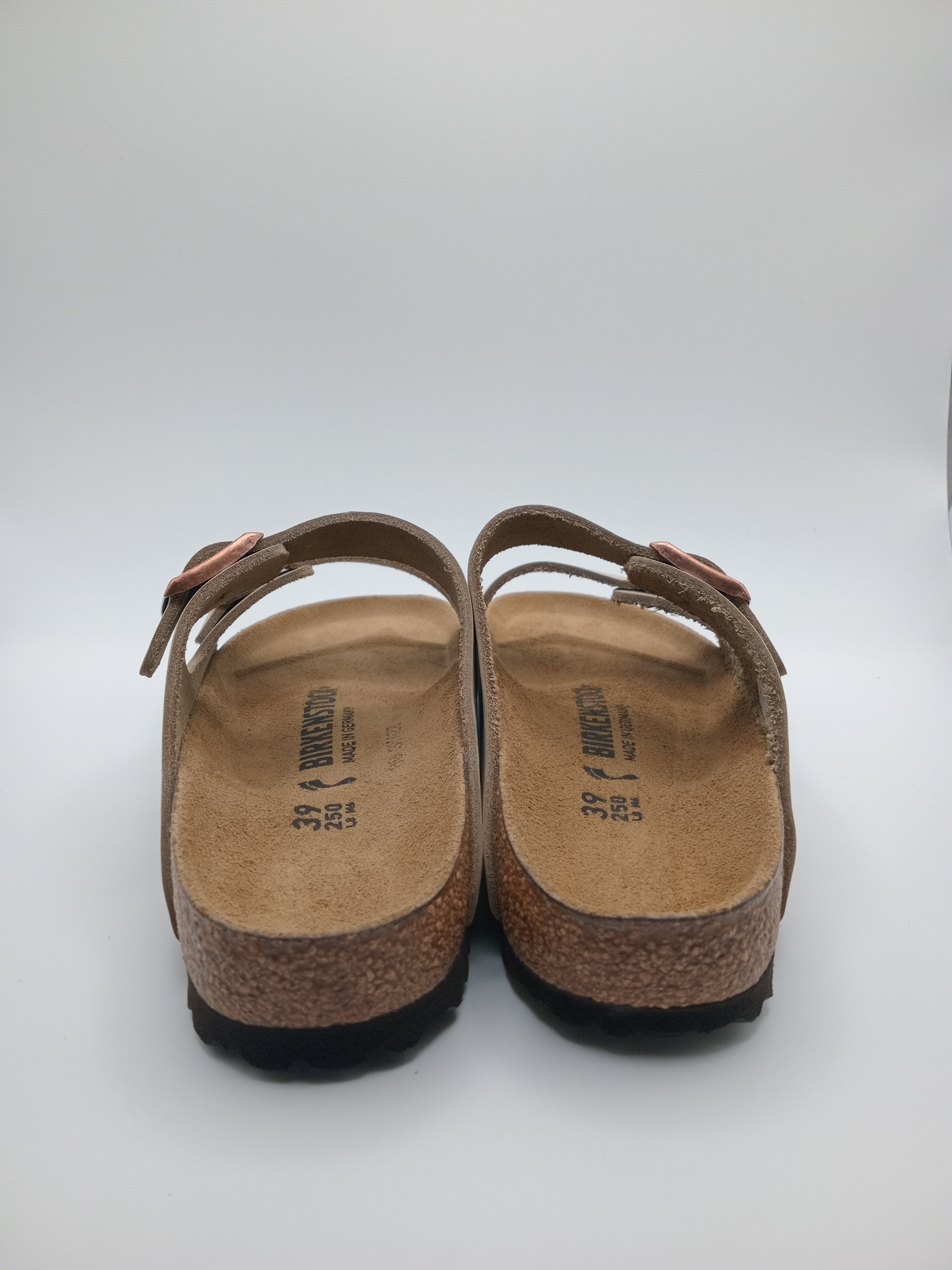SANDÁLIA ARIZONA BS BIRKENSTOCK BEIGE FIVELA COBRE COURO BEGE