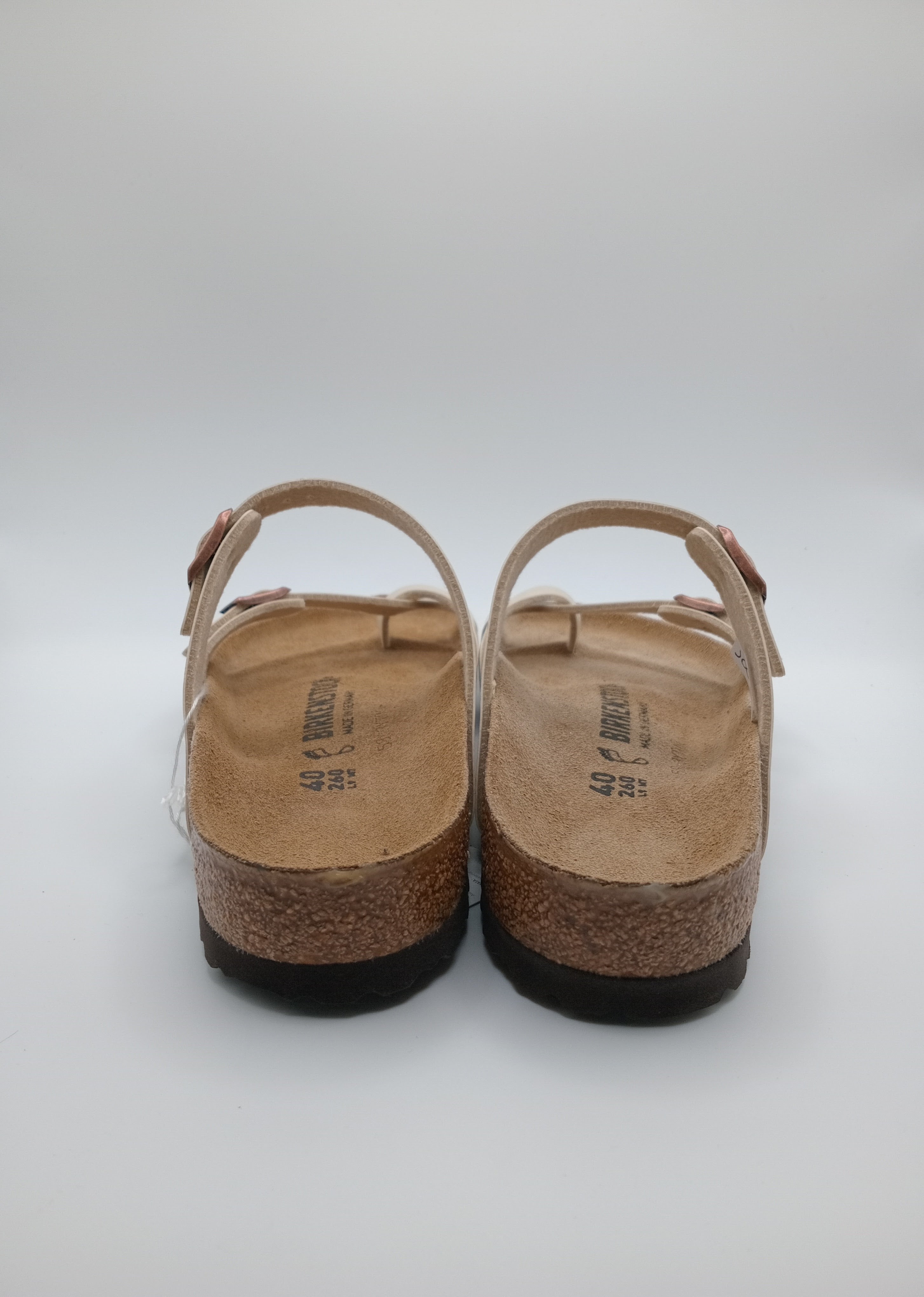 SANDÁLIA MAYARI BIRKENSTOCK GRACEFUL PEARL WHITE FIVELA COBRE COURO BRANCO PEROLADO