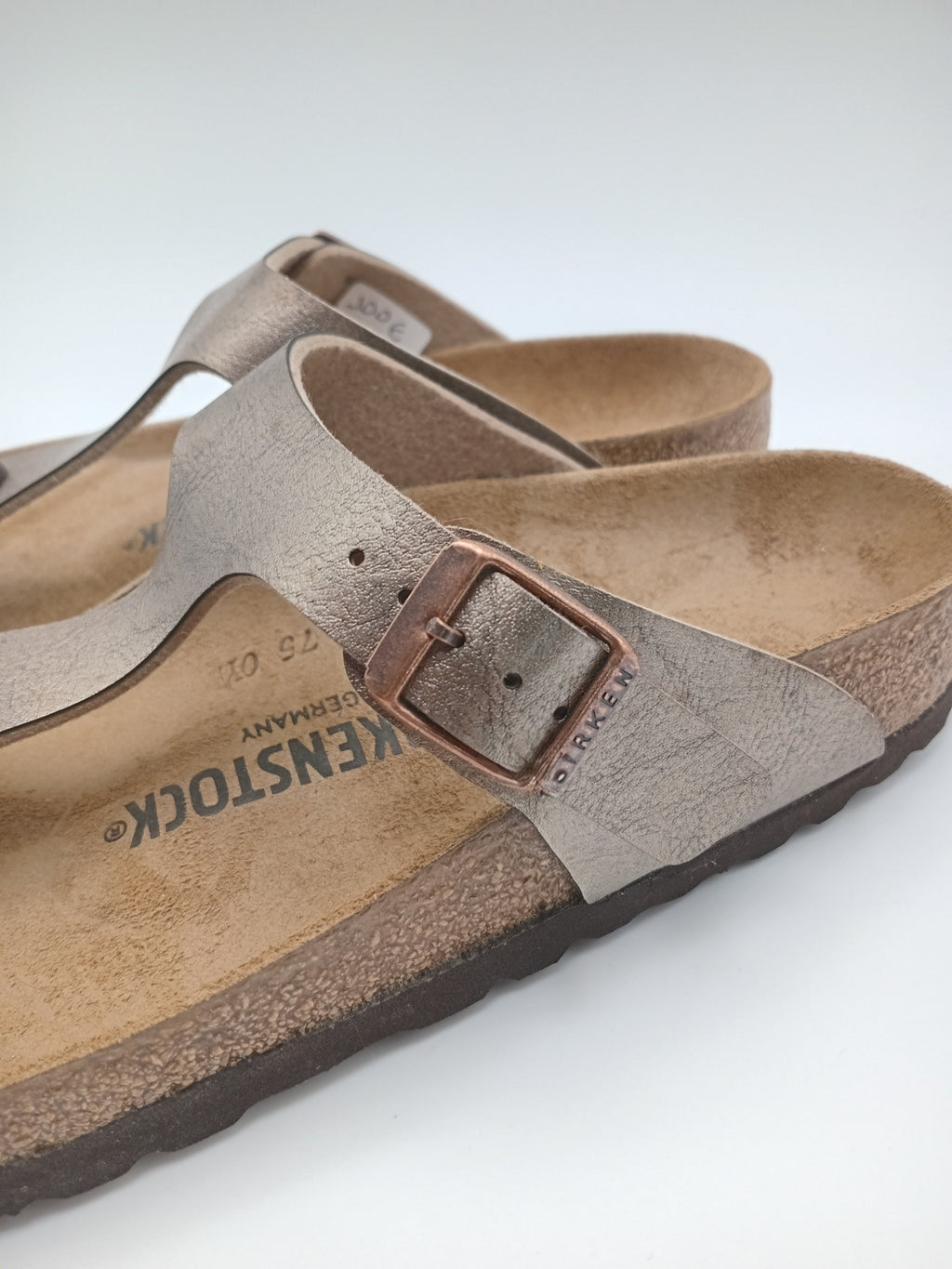 SANDÁLIA GIZEH BS BIRKENSTOCK GRACEFUL TAUPE FIVELA COBRE COURO BRONZE ACETINADO EFEITO COBRA