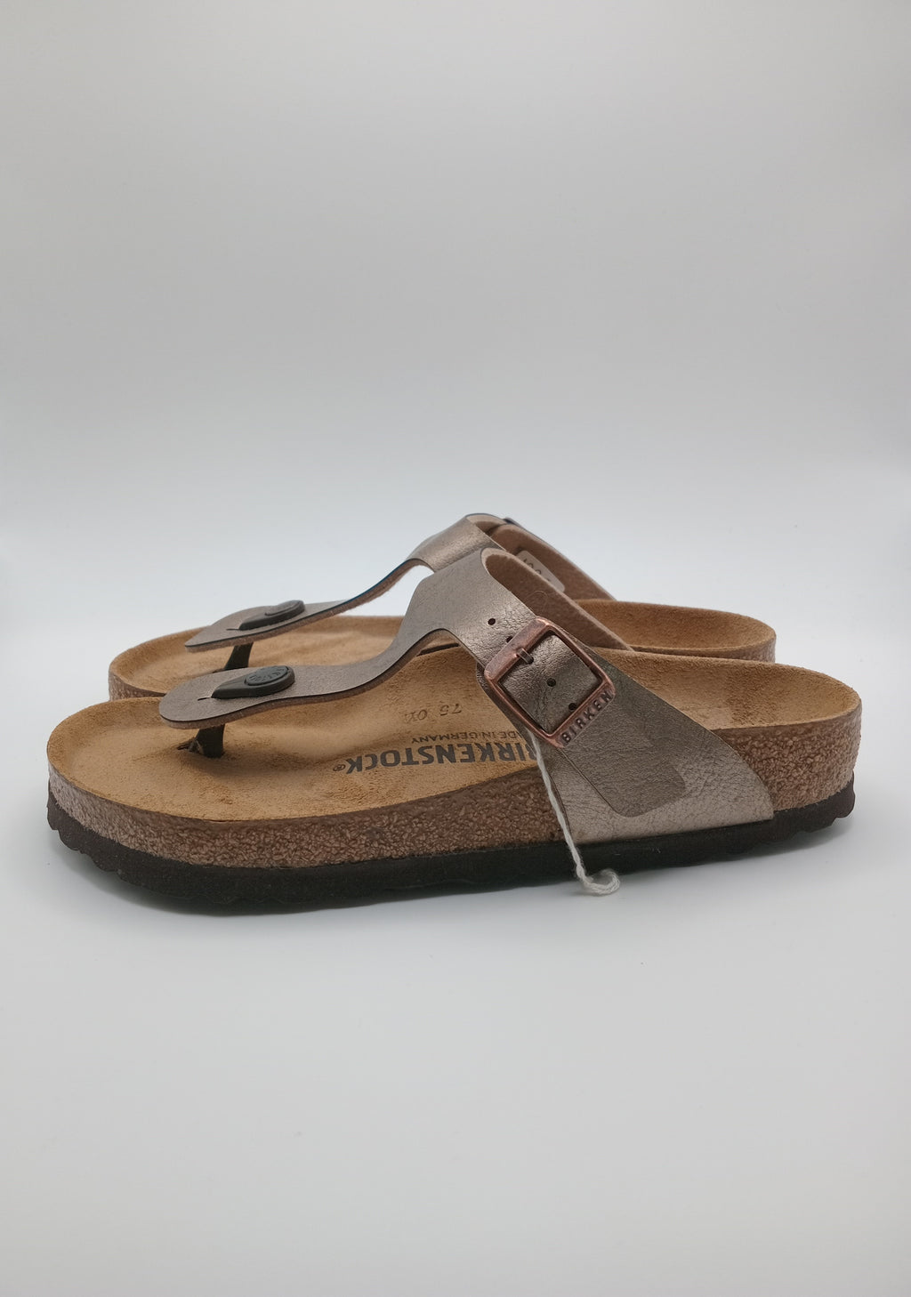 SANDÁLIA GIZEH BS BIRKENSTOCK GRACEFUL TAUPE FIVELA COBRE COURO BRONZE ACETINADO EFEITO COBRA