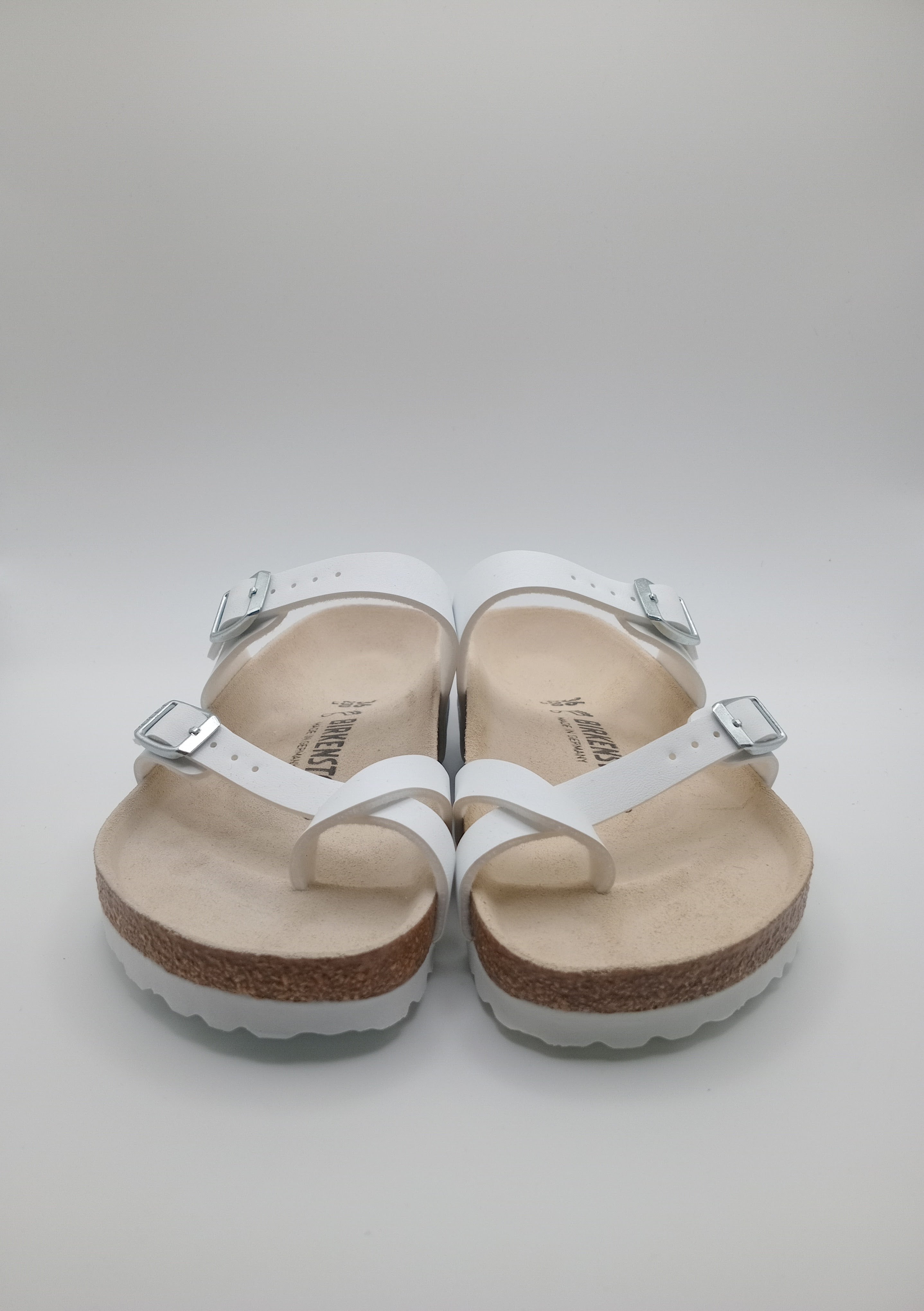 SANDÁLIA MAYARI BIRKENSTOCK WHITE FIVELA PRATA COURO BRANCO