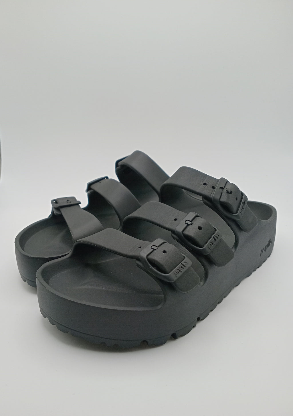 SANDÁLIA FLORIDA III EVA PAP FLEX PLATAFORM PAPILLIO BY BIRKENSTOCK  BLACK FIVELA PRETA PLÁSTICO PRETO 3 TIRAS