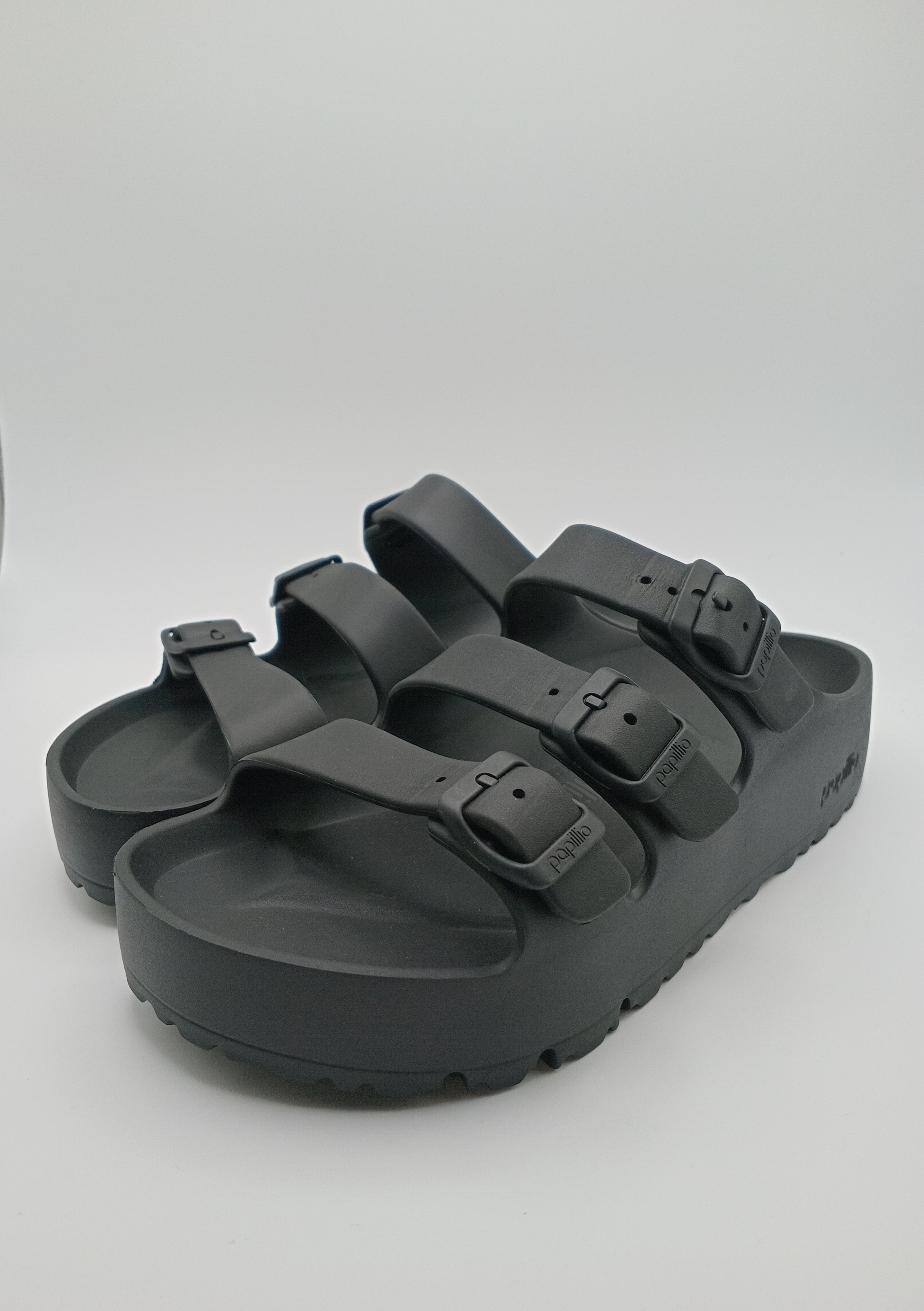 SANDÁLIA FLORIDA III EVA PAP FLEX PLATAFORM PAPILLIO BY BIRKENSTOCK  BLACK FIVELA PRETA PLÁSTICO PRETO 3 TIRAS