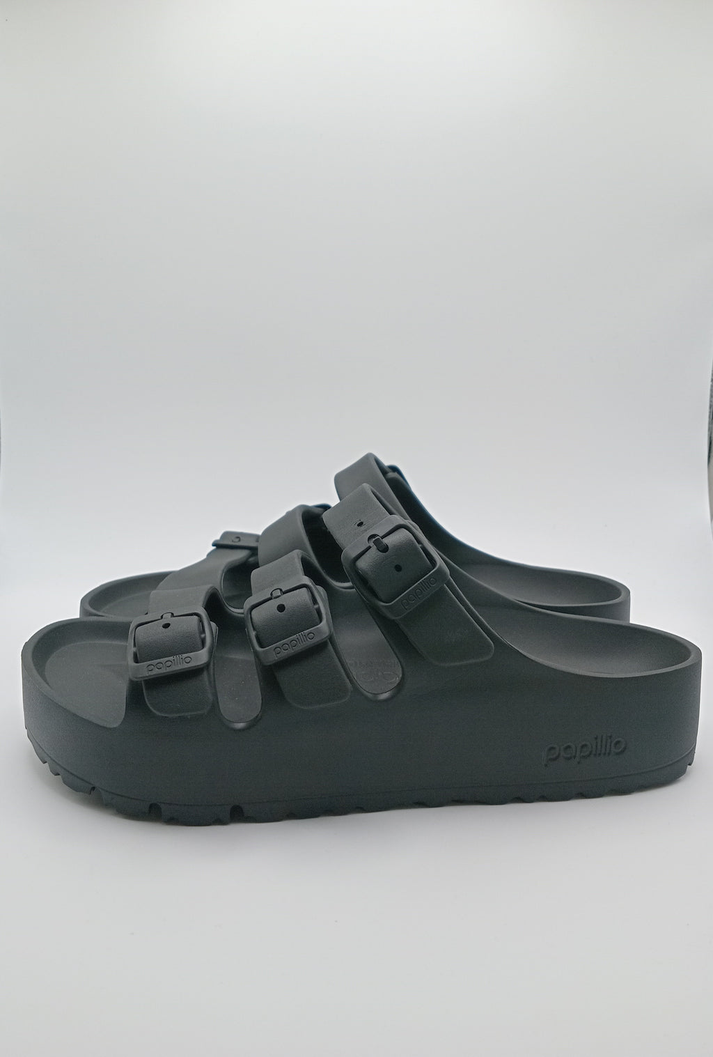 SANDÁLIA FLORIDA III EVA PAP FLEX PLATAFORM PAPILLIO BY BIRKENSTOCK  BLACK FIVELA PRETA PLÁSTICO PRETO 3 TIRAS