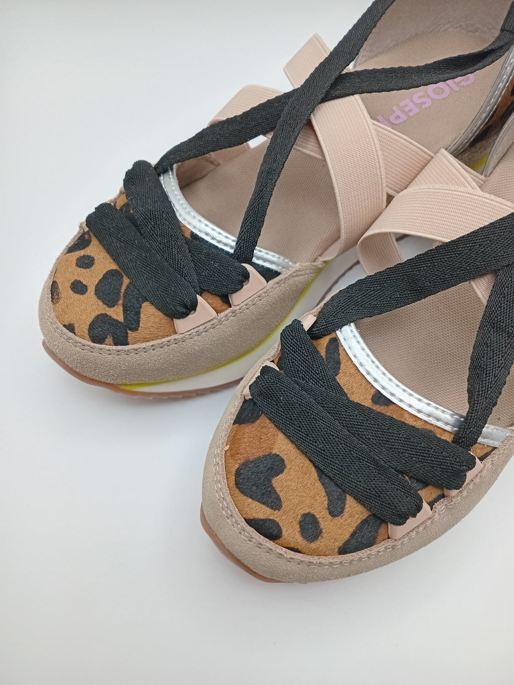 SALTO CUNHA GIOSEPPO LEOPARDO COURO ANIMAL PRINT AMARRAÇÃO