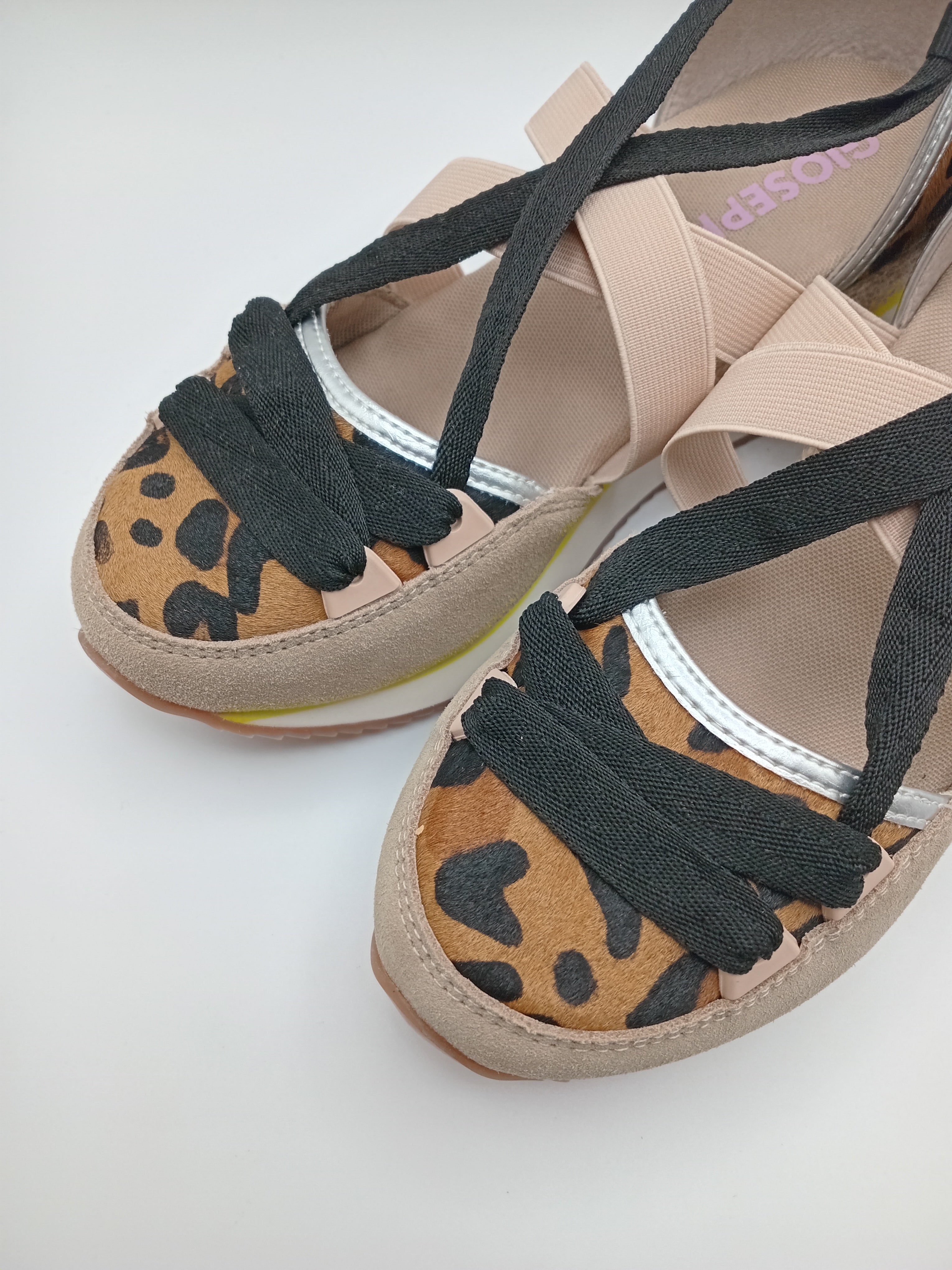 SALTO CUNHA GIOSEPPO LEOPARDO COURO ANIMAL PRINT AMARRAÇÃO