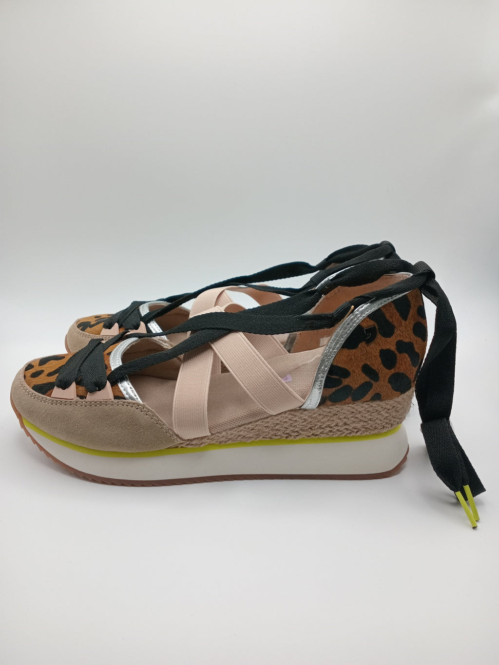 SALTO CUNHA GIOSEPPO LEOPARDO COURO ANIMAL PRINT AMARRAÇÃO