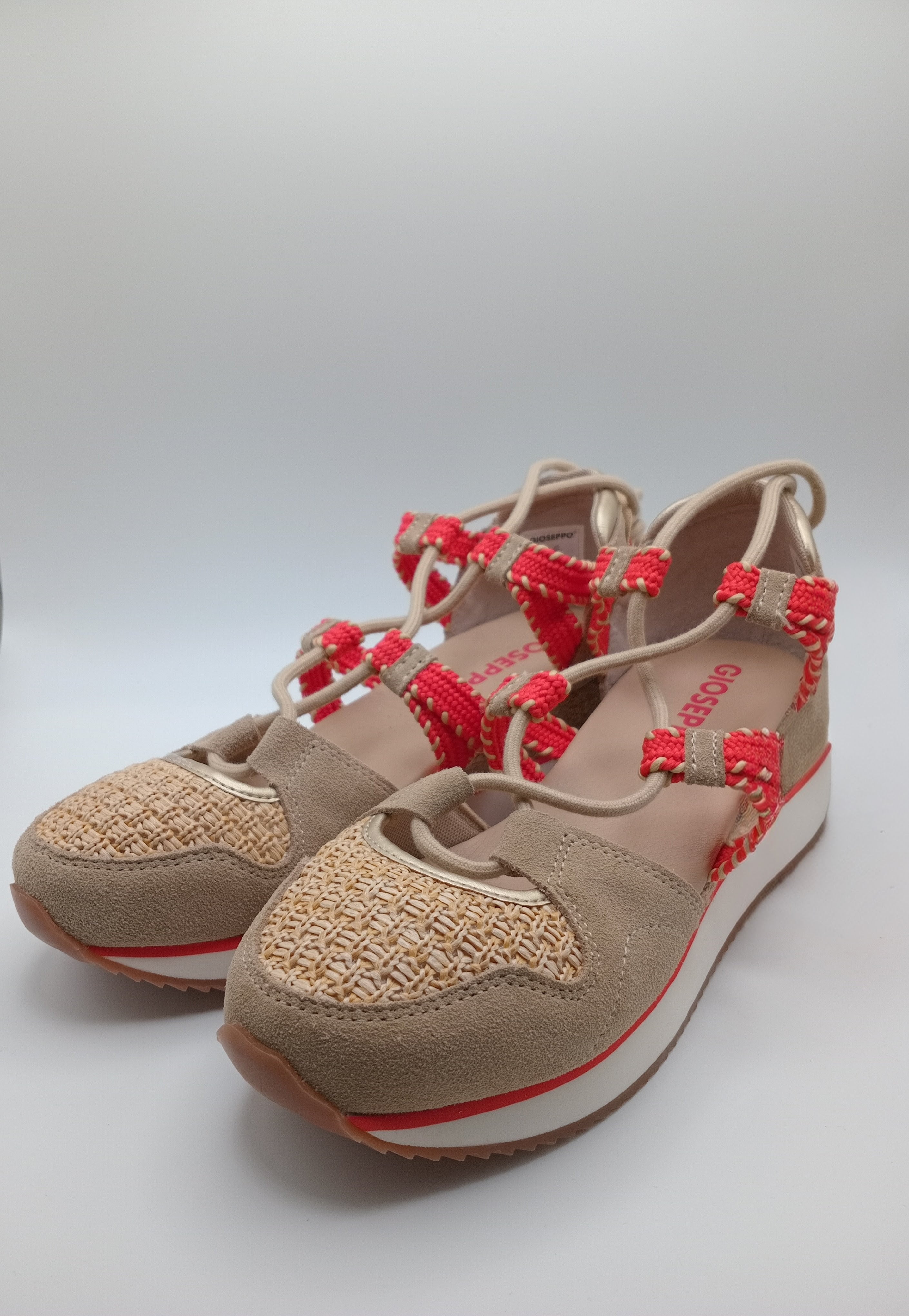 SALTO CUNHA GIOSEPPO BEGE COURO CORDAS AMARRAÇÃO