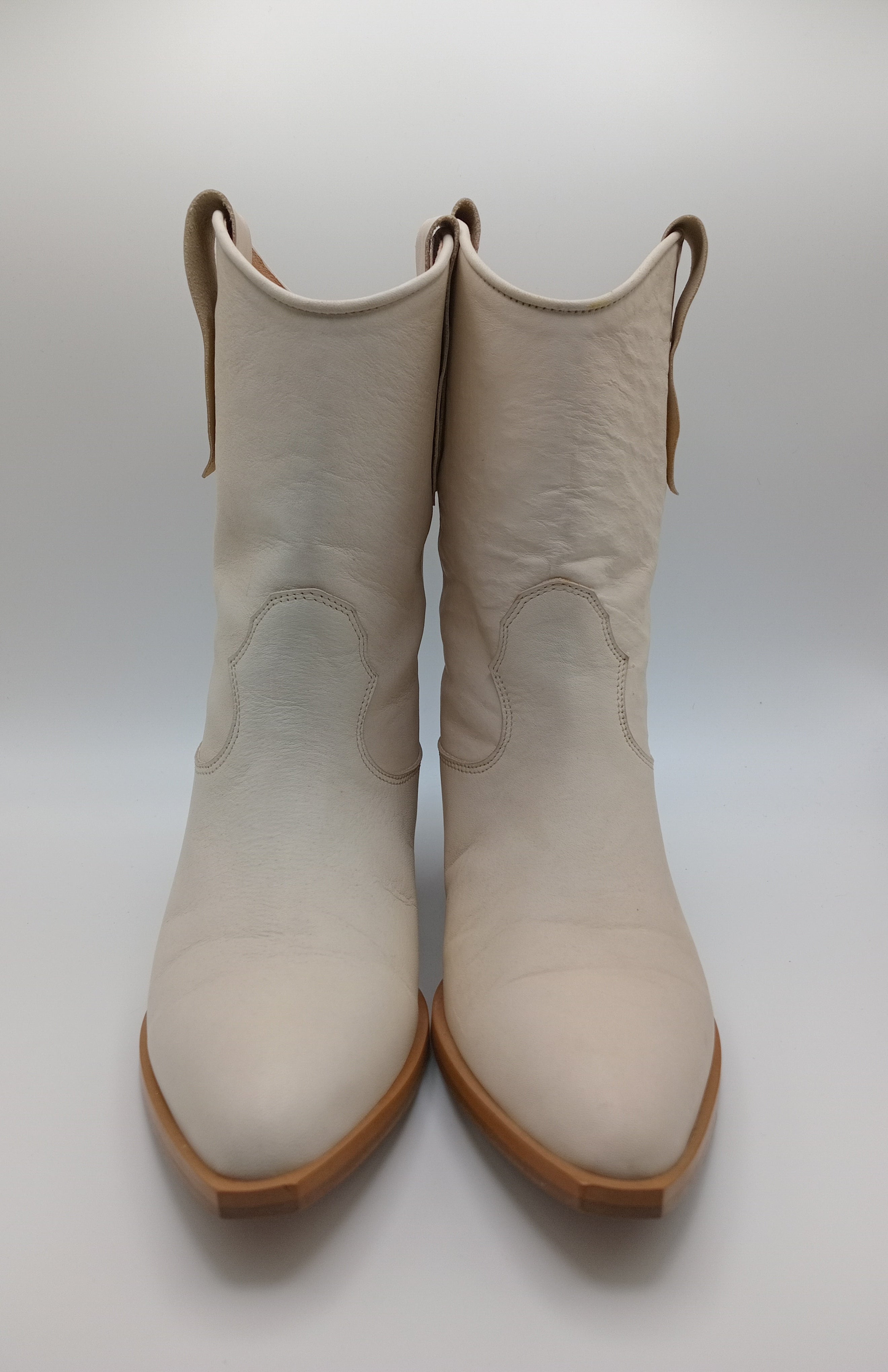 BOTA TEXANA BEAT SHOES BRANCA COURO LISO BICUDO