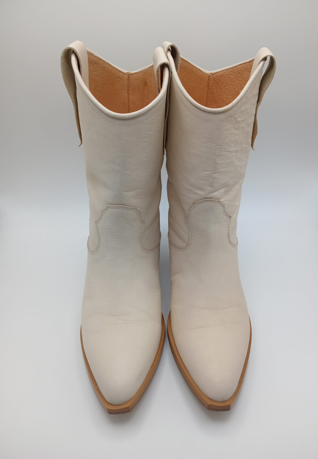 BOTA TEXANA BEAT SHOES BRANCA COURO LISO BICUDO