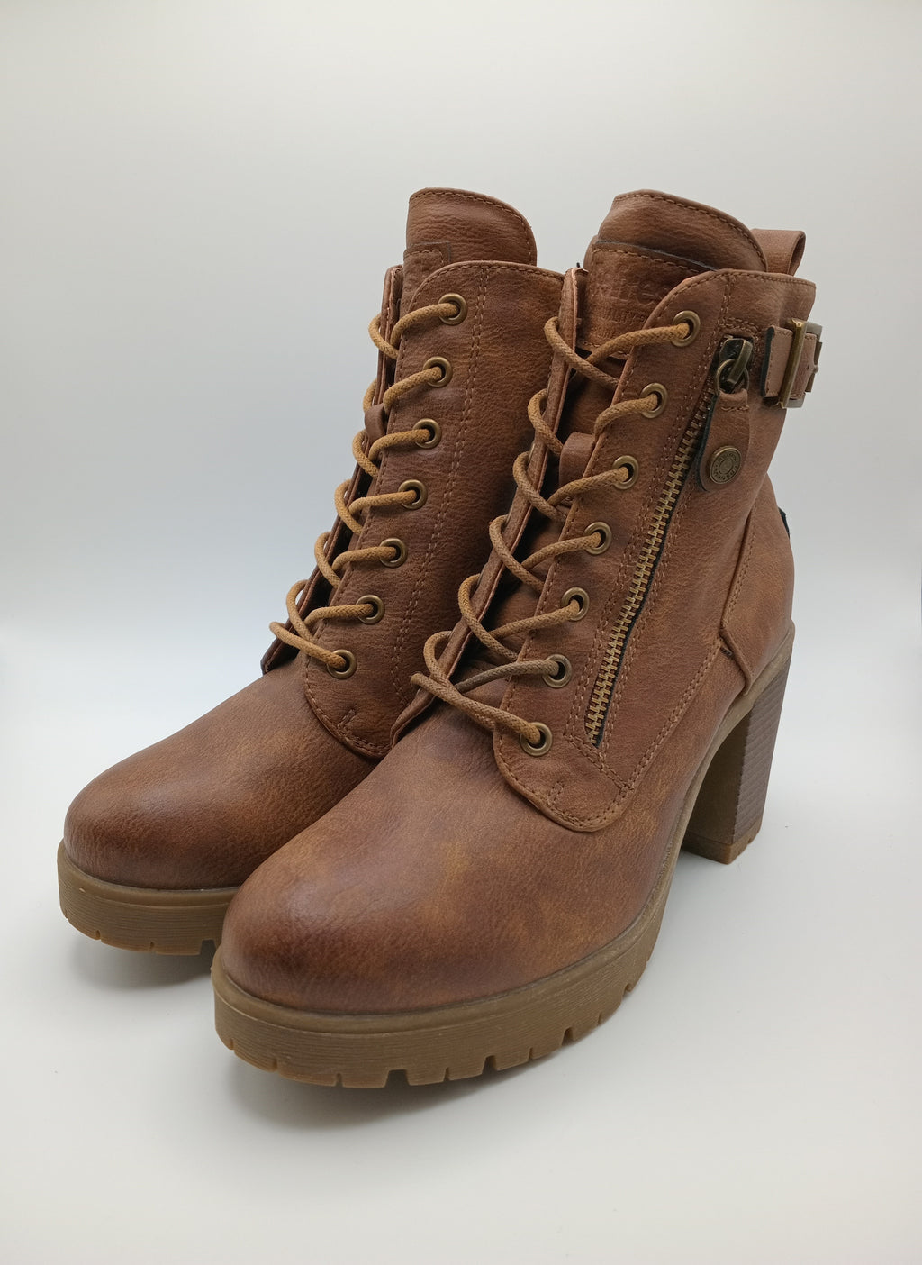 BOTA COTURNO REFRESH CASTANHO ECO PELE ZIPER TIRA AJUSTE TRASEIRO