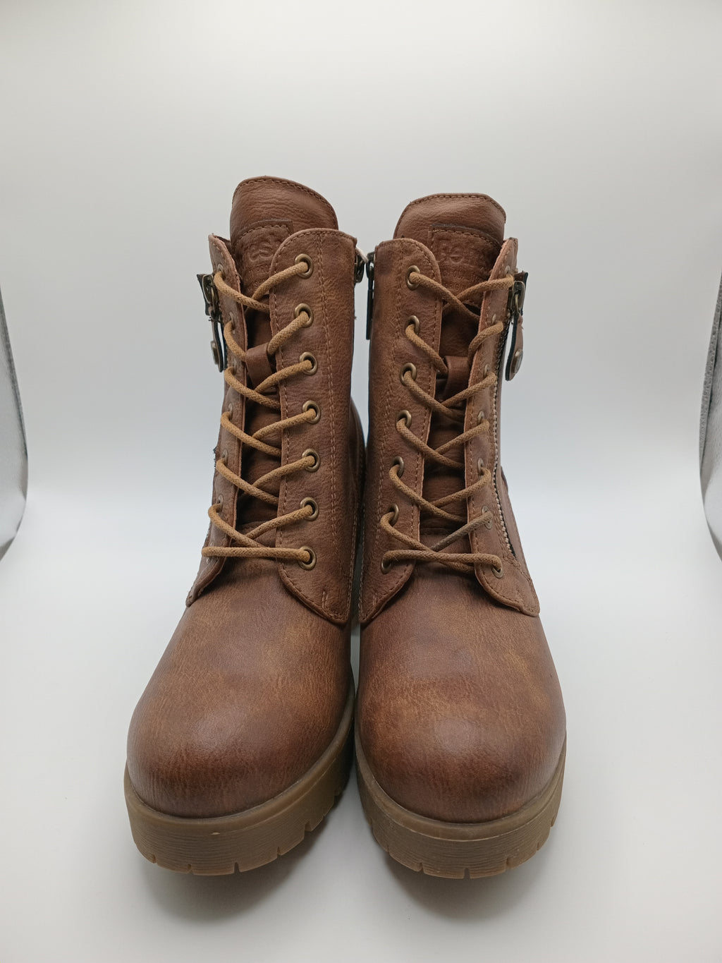 BOTA COTURNO REFRESH CASTANHO ECO PELE ZIPER TIRA AJUSTE TRASEIRO