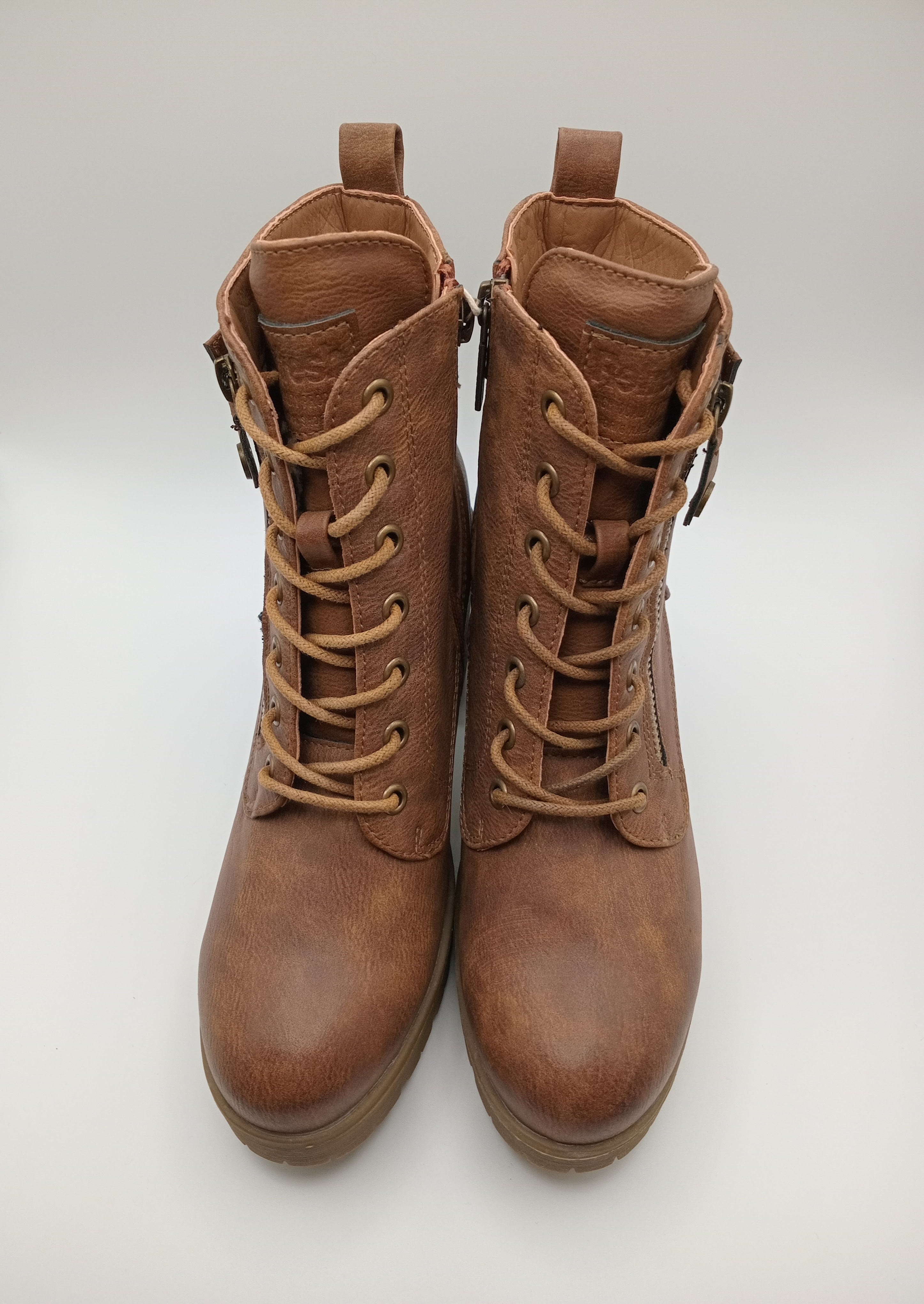 BOTA COTURNO REFRESH CASTANHO ECO PELE ZIPER TIRA AJUSTE TRASEIRO