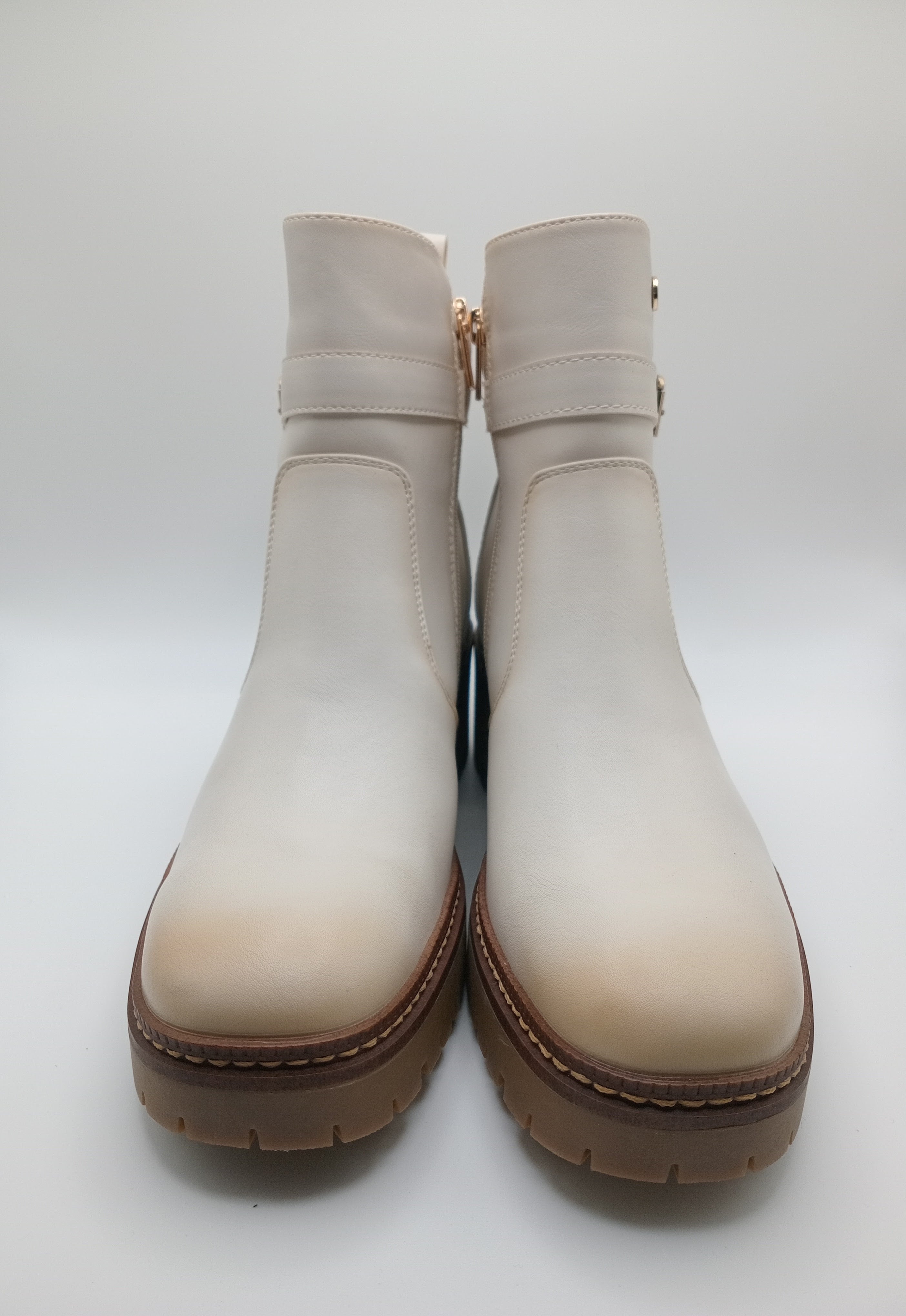 BOTA SALTO XTI BRANCO ECO PELE TIRA BICO QUADRADO ZIPER
