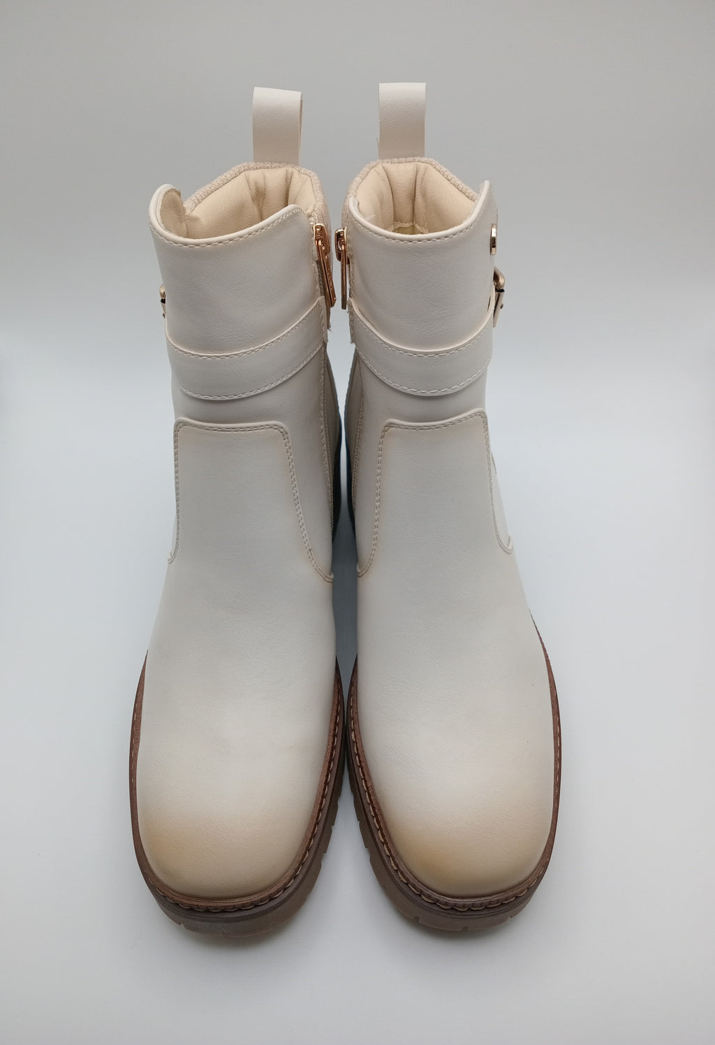 BOTA SALTO XTI BRANCO ECO PELE TIRA BICO QUADRADO ZIPER