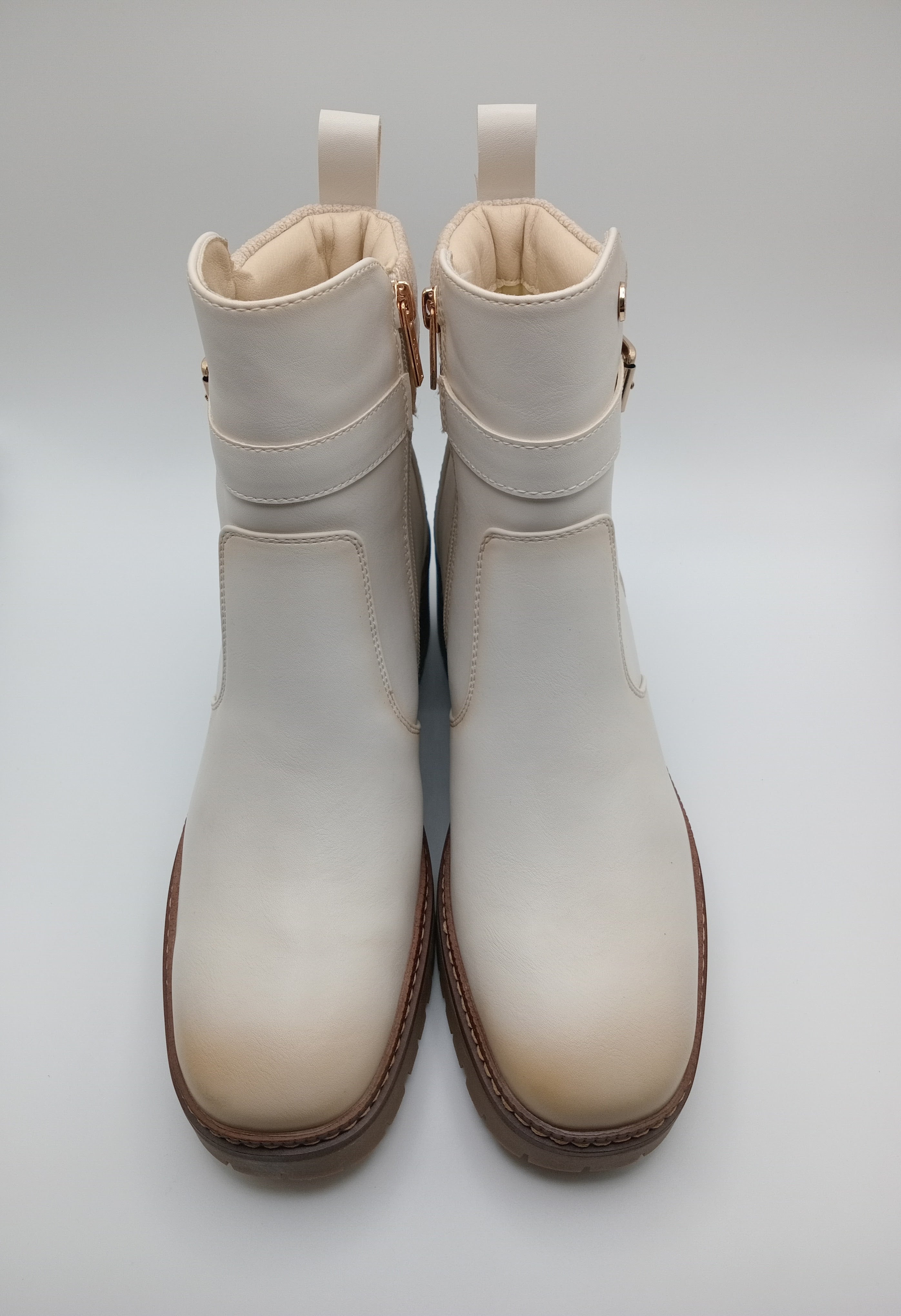 BOTA SALTO XTI BRANCO ECO PELE TIRA BICO QUADRADO ZIPER