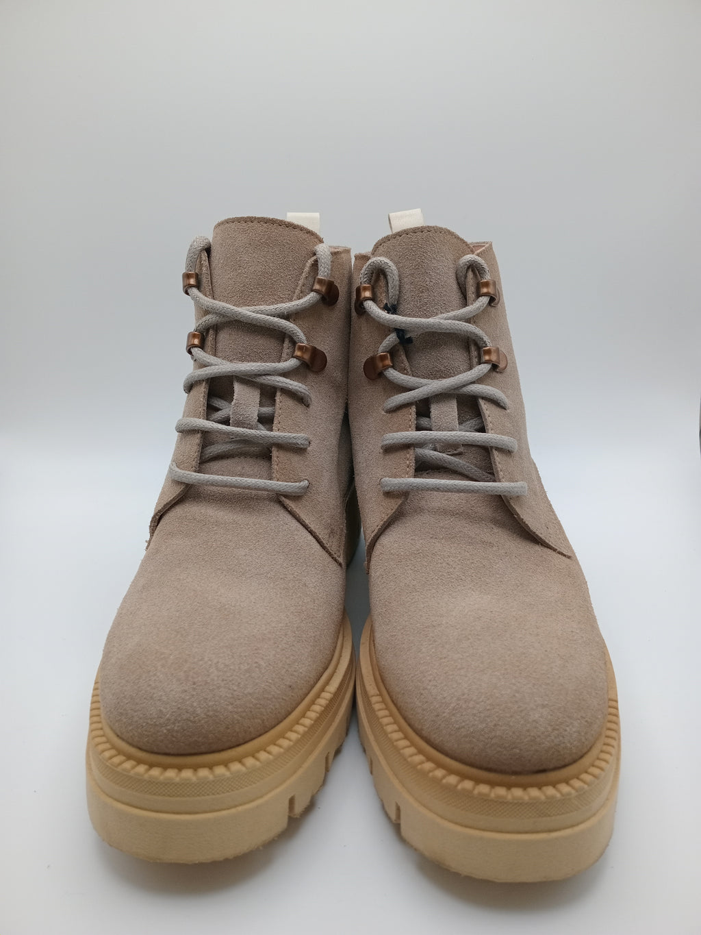 BOTA COTURNO HISPANITAS BEGE COURO LOGO LATERAL