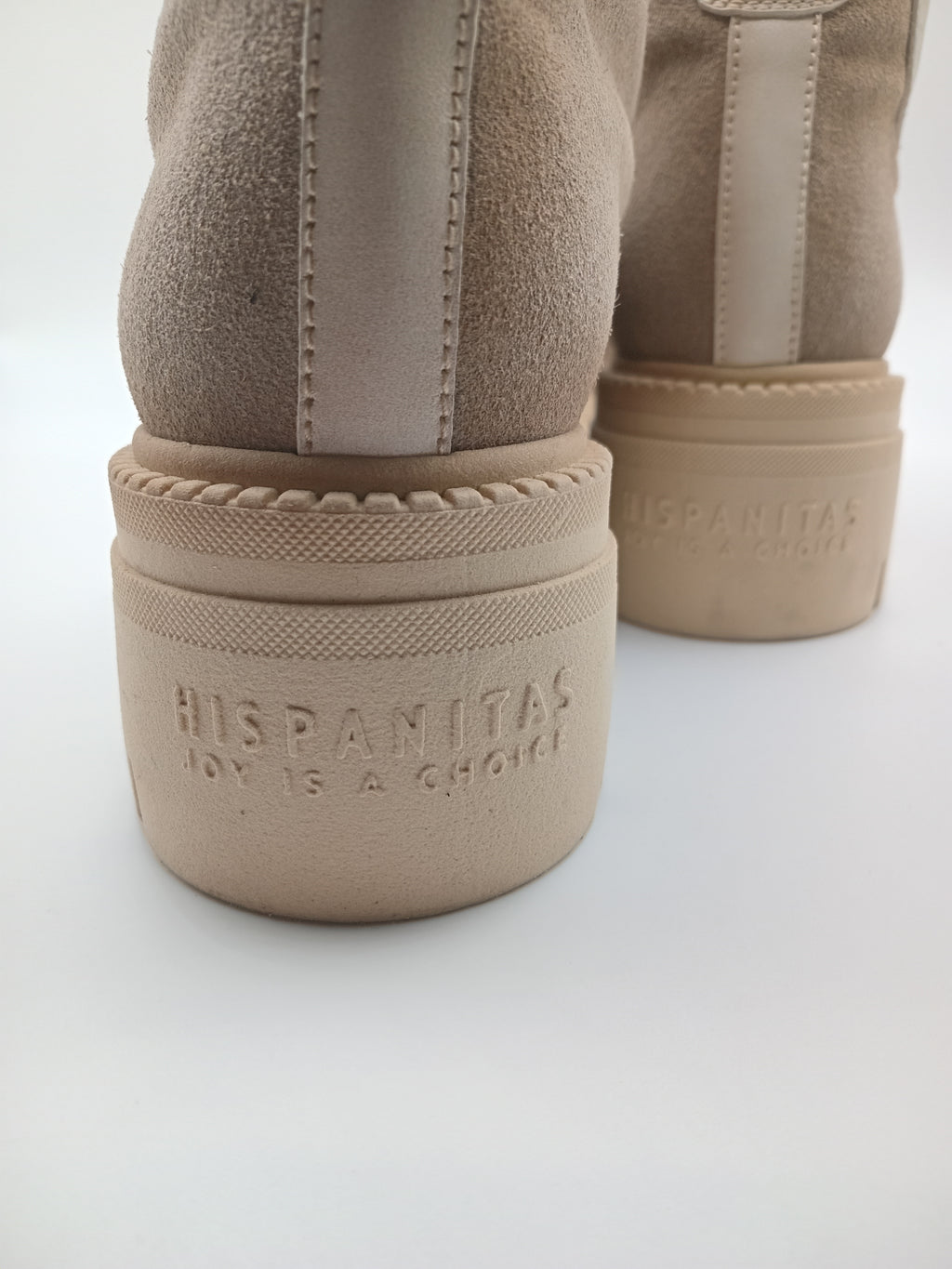 BOTA COTURNO HISPANITAS BEGE COURO LOGO LATERAL