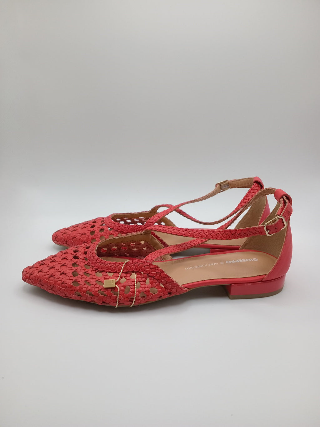 SABRINA MULLET GIOSEPPO VERMELHO COURO MACRAME ENTRELACE BICUDO