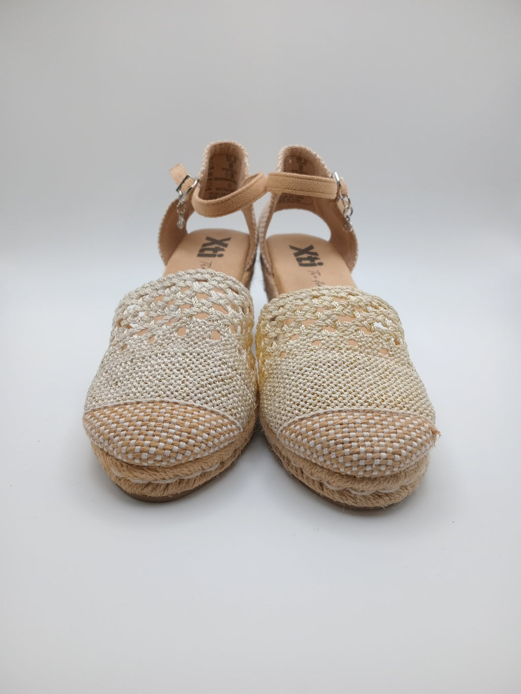 SALTO CUNHA XTI BRANCO BEGE CROCHE MACRAME