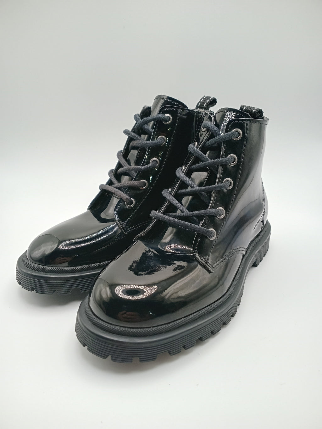 BOTA COTURNO POWER KIDS PRETO ECO PELE LISO ZIPER