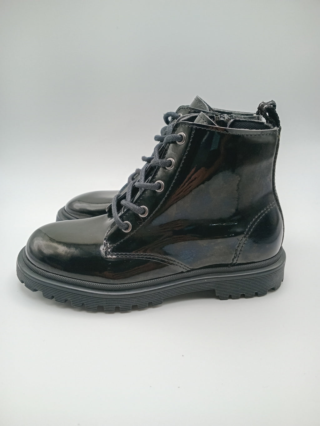 BOTA COTURNO POWER KIDS PRETO ECO PELE LISO ZIPER
