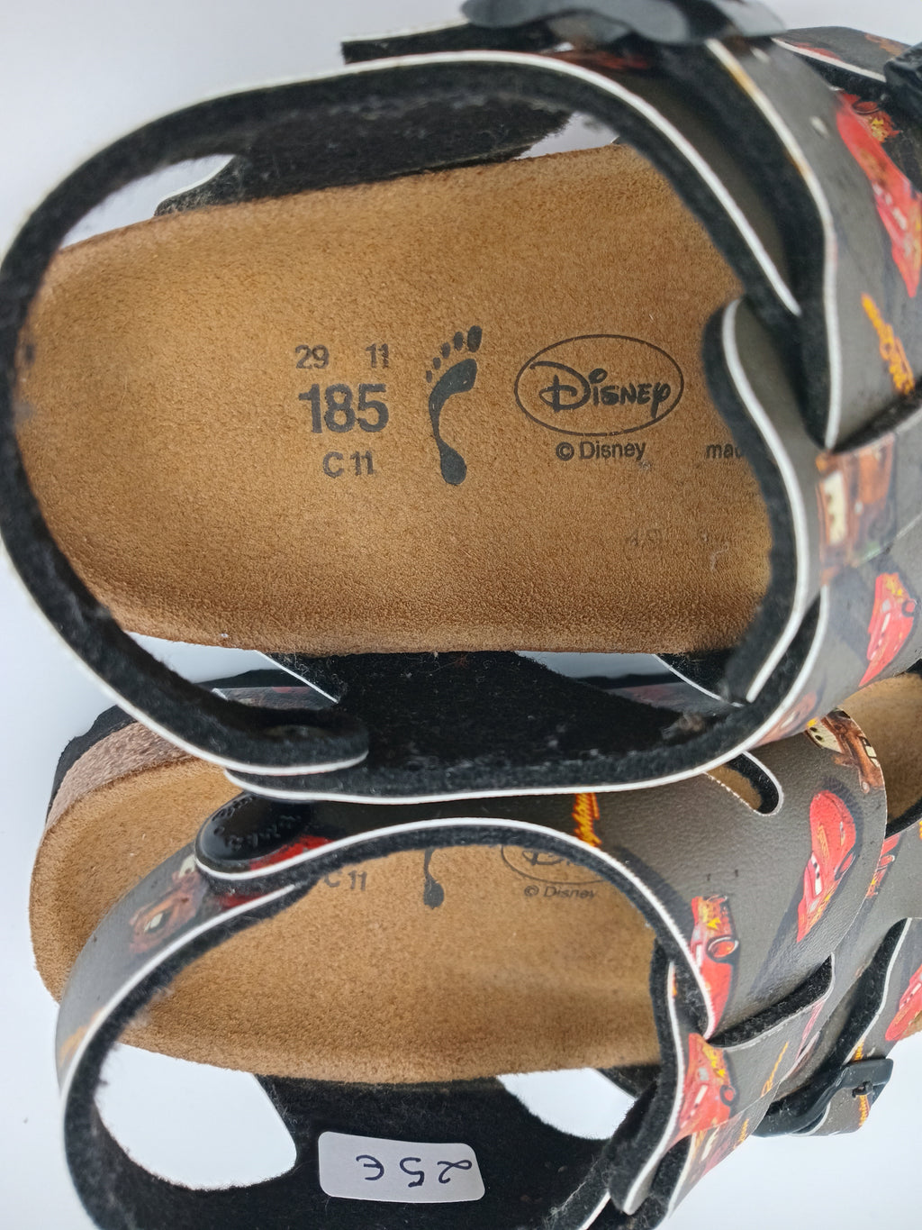 SANDÁLIA INFANTIL BIRKENSTOCK CARROS DISNEY PRETO VERMELHO COURO FIVELA PRETO