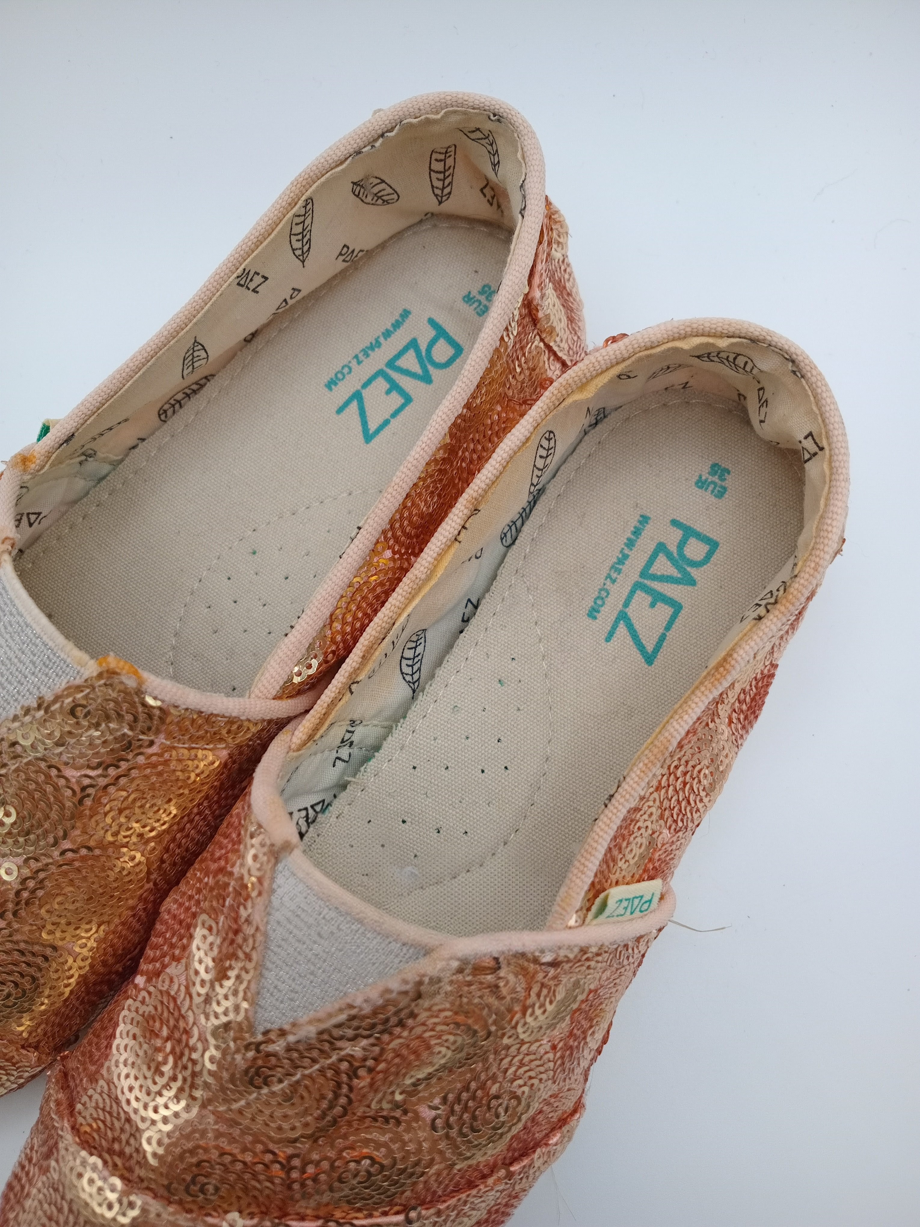 ALPARGATAS PAEZ NUDE BRONZE ROSE BRILHO TECIDO LANTEJOULAS BORDADO CIRCULAR