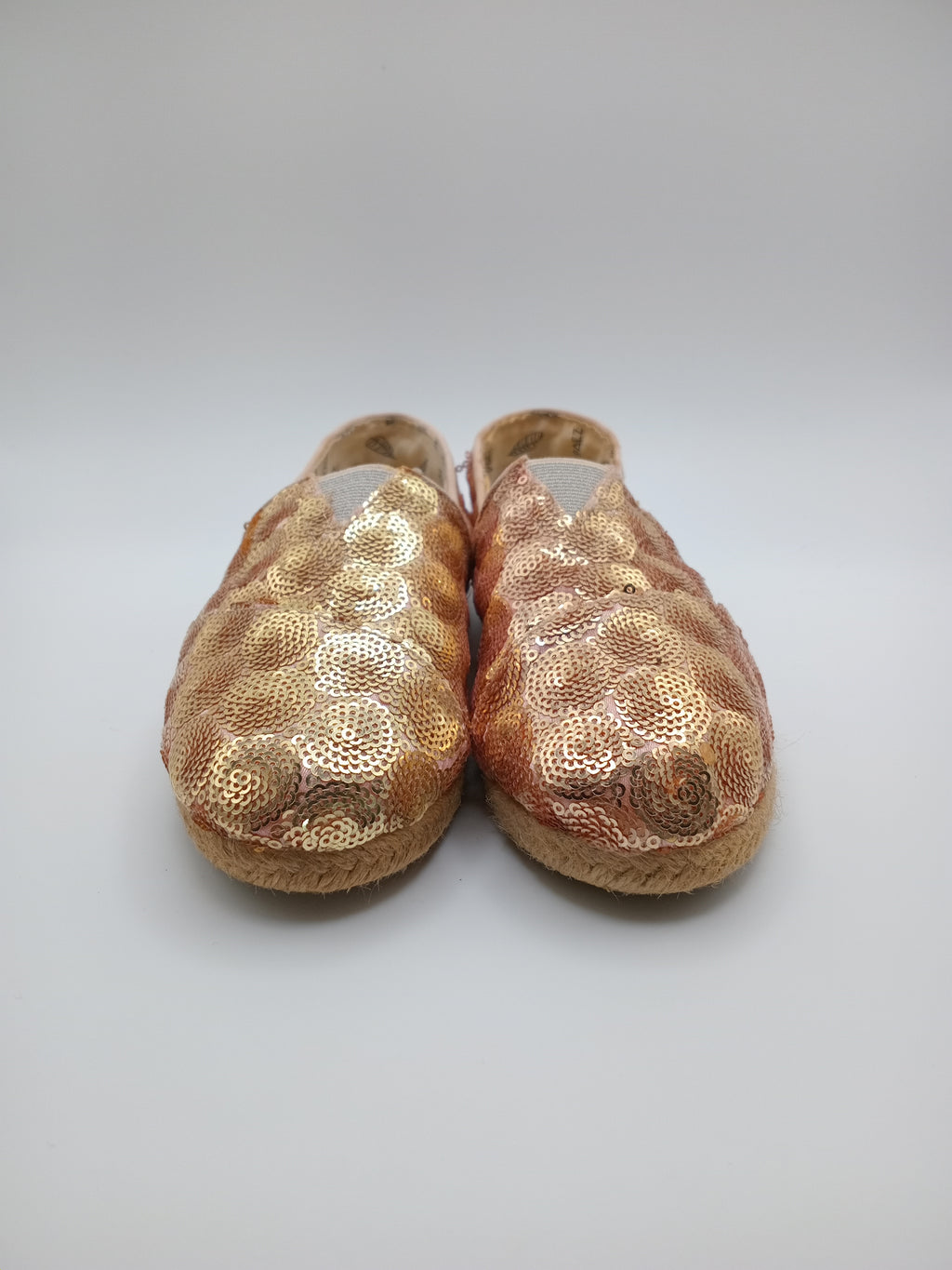 ALPARGATAS PAEZ NUDE BRONZE ROSE BRILHO TECIDO LANTEJOULAS BORDADO CIRCULAR